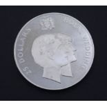 25 Dollars 1981 Royal Wedding, Elizabeth II Jamaica, Silber, 135,6g., D. 63mm