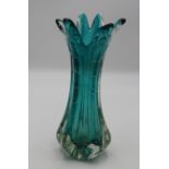 Fingervase, Murano, türkis/klar, H-27cm.