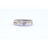 Bicolor Goldring 0.585 mit Diamant 0,08ct., 3,5g., RG 56