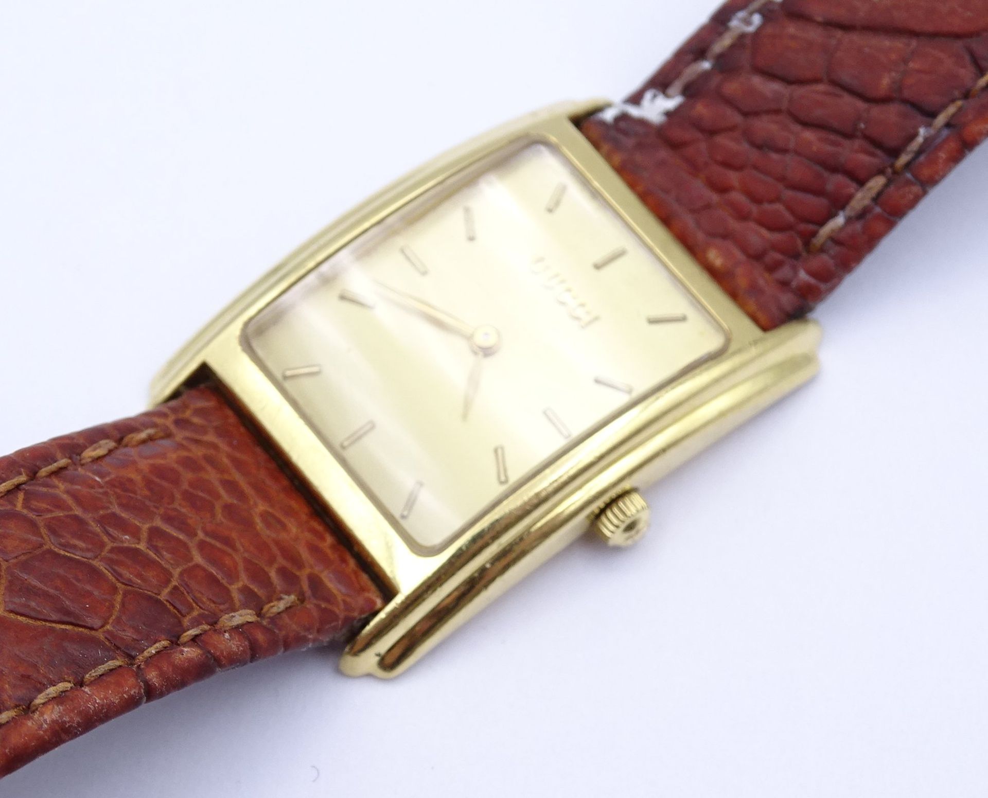 Damen Armbanduhr Gucci, 750er GG Gehäuse, 27x24mm, Quartzwerk, Funktion nicht überprüft - Bild 5 aus 8