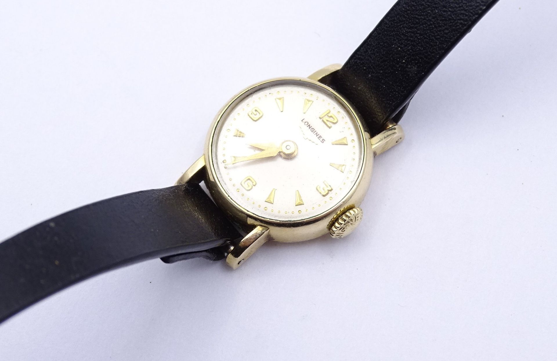 Damen Armbanduhr Longines, vergoldet, mechanisch, Werk läuft, D. 19mm - Bild 2 aus 6