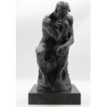 gr. Skulptur, Der Denker, nach Auguste RODIN (1840-1917), wohl Bronze auf Stein, H-40cm.