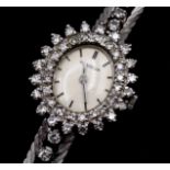 Damen Armbanduhr Jaeger LeCoultre, WG 0.750 mit Diamanten, mechanisch, Werk läuft, Diamanten zus.ca