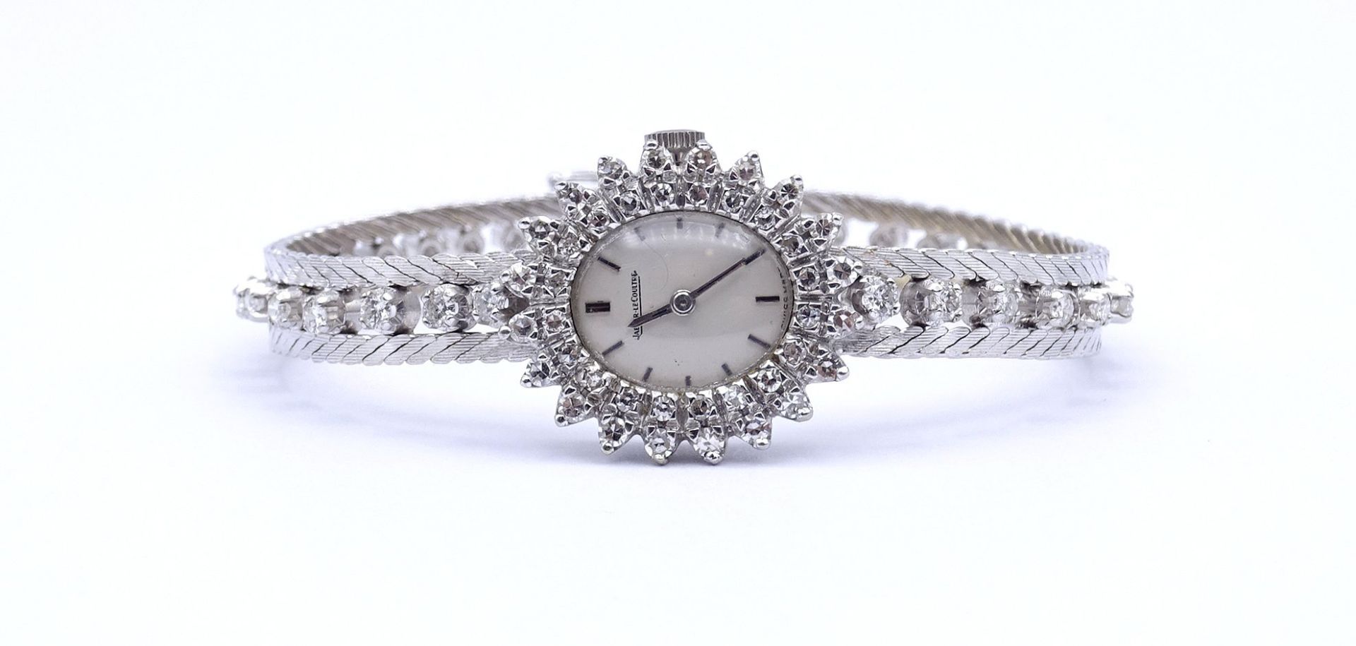 Damen Armbanduhr Jaeger LeCoultre, WG 0.750 mit Diamanten, mechanisch, Werk läuft, Diamanten zus.ca - Bild 2 aus 10