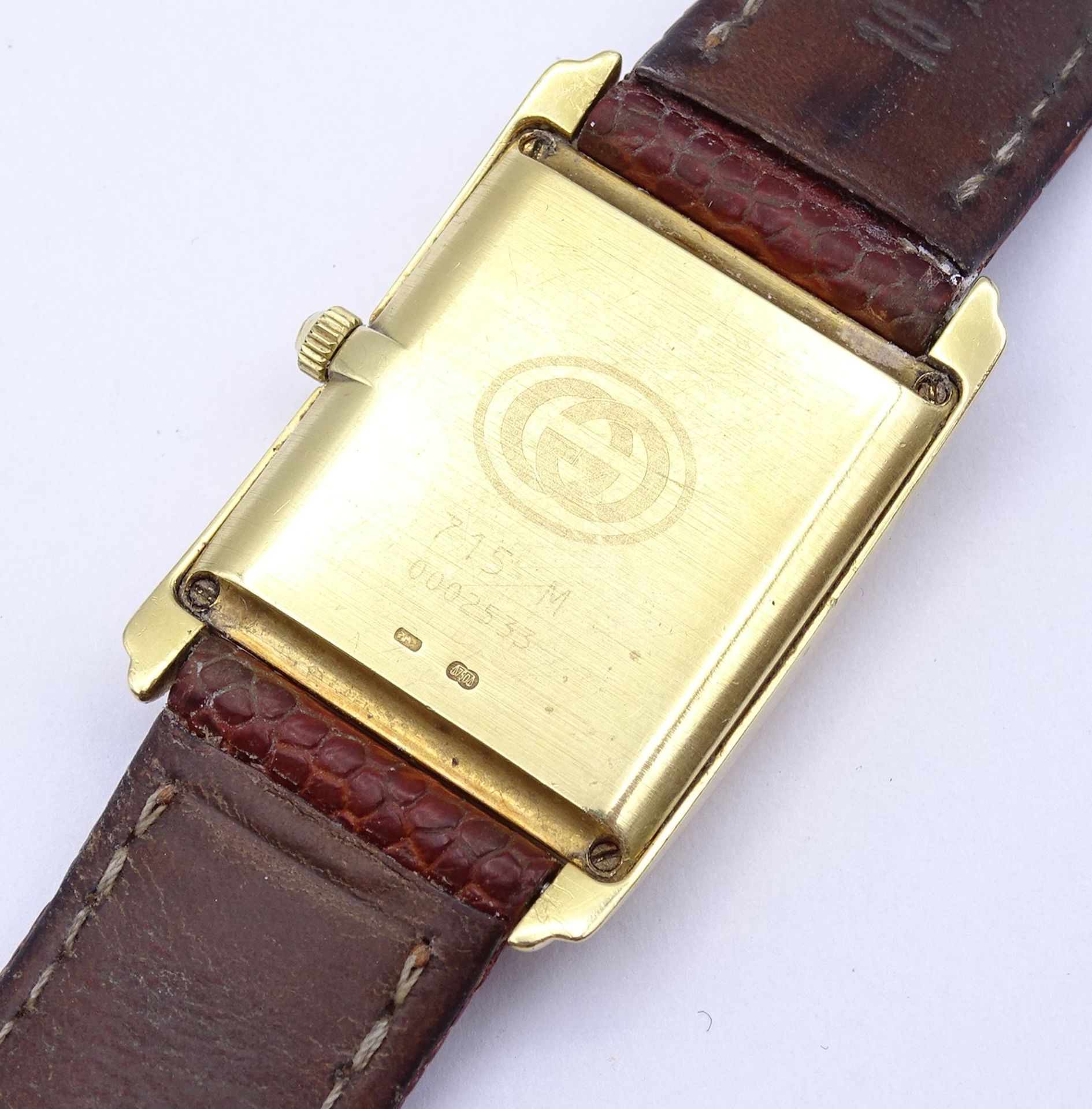 Damen Armbanduhr Gucci, 750er GG Gehäuse, 27x24mm, Quartzwerk, Funktion nicht überprüft - Bild 7 aus 8