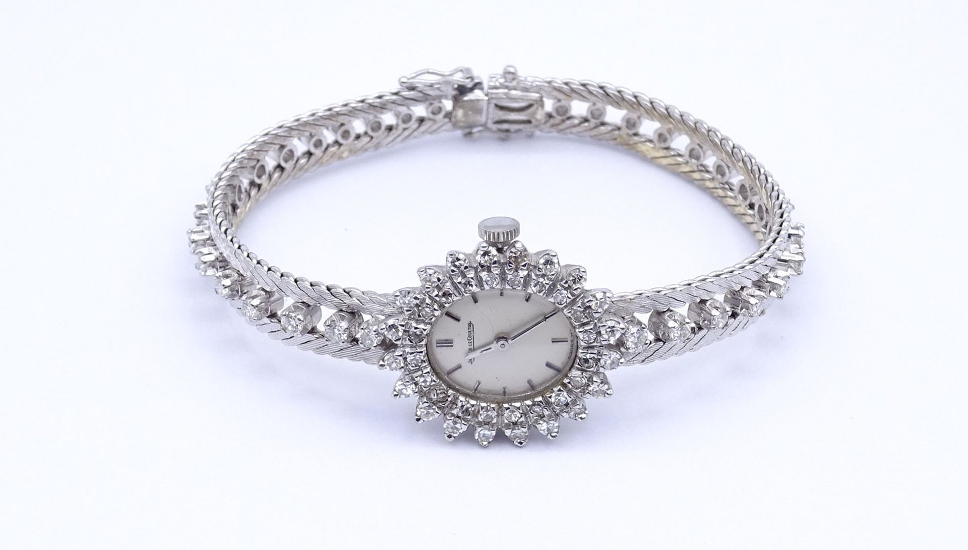 Damen Armbanduhr Jaeger LeCoultre, WG 0.750 mit Diamanten, mechanisch, Werk läuft, Diamanten zus.ca - Bild 3 aus 10