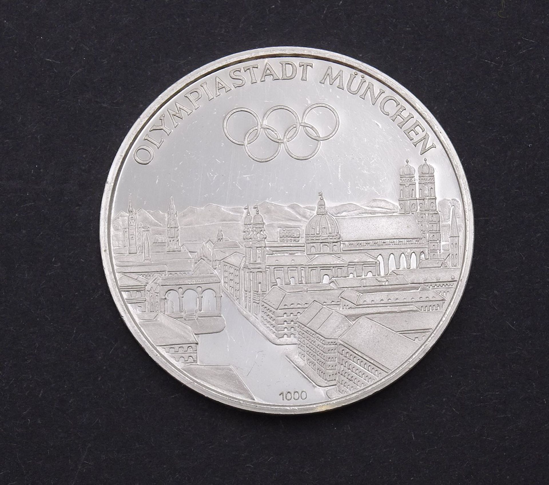 1000er Feinsilber Medaille Spiele der XX. Olympiade München, D. 32mm, 14,9g.