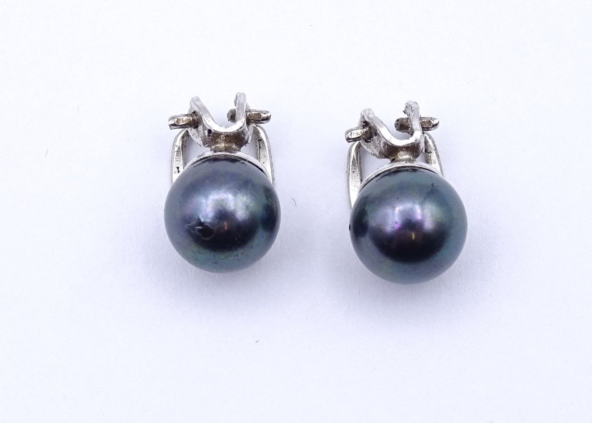Perlen Ohrclips, Silber 0.925, L. 1,4cm, zus. 3,4g.