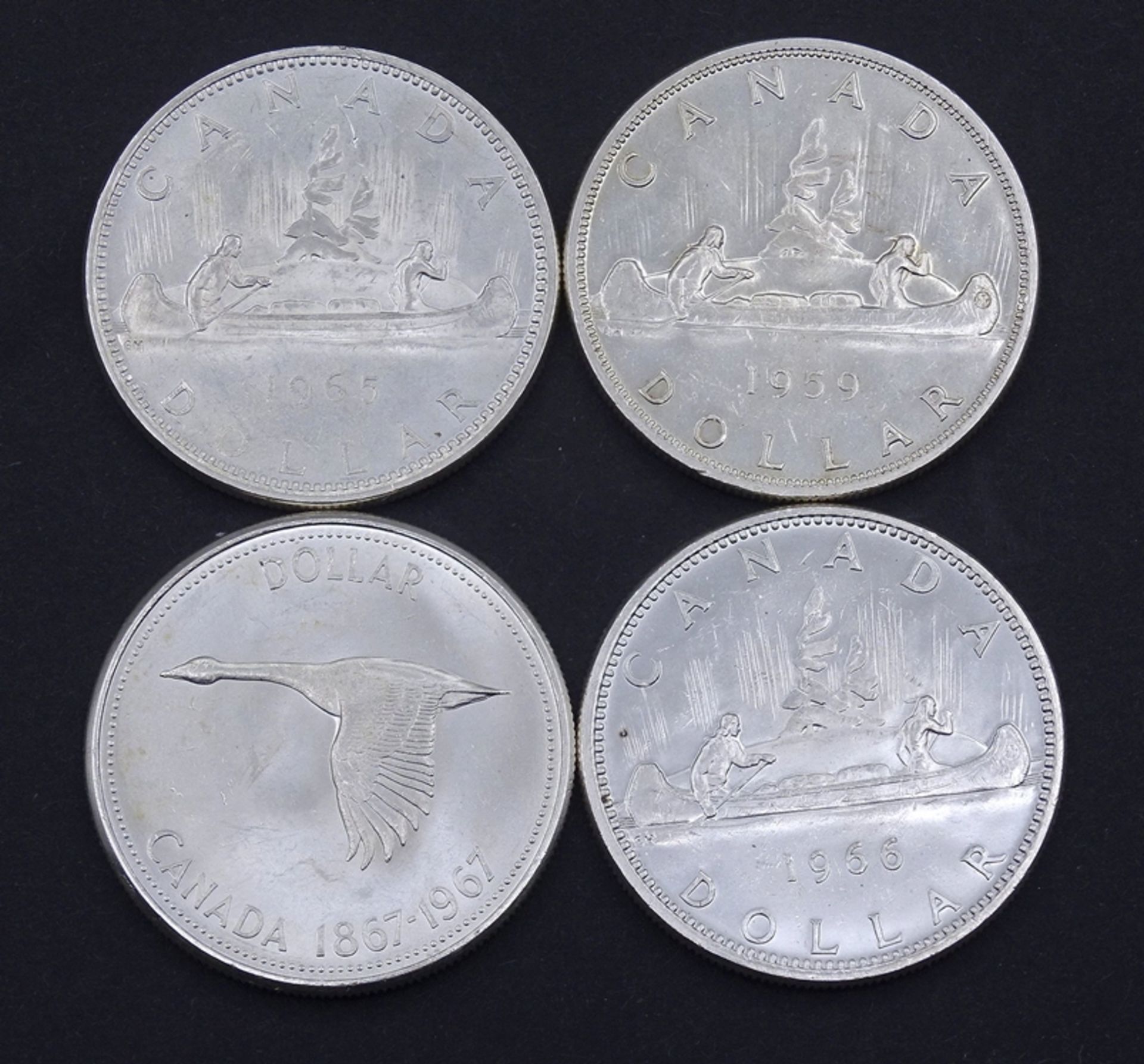 4x Canada Dollar, 1959-1967, zus. 93,3g.