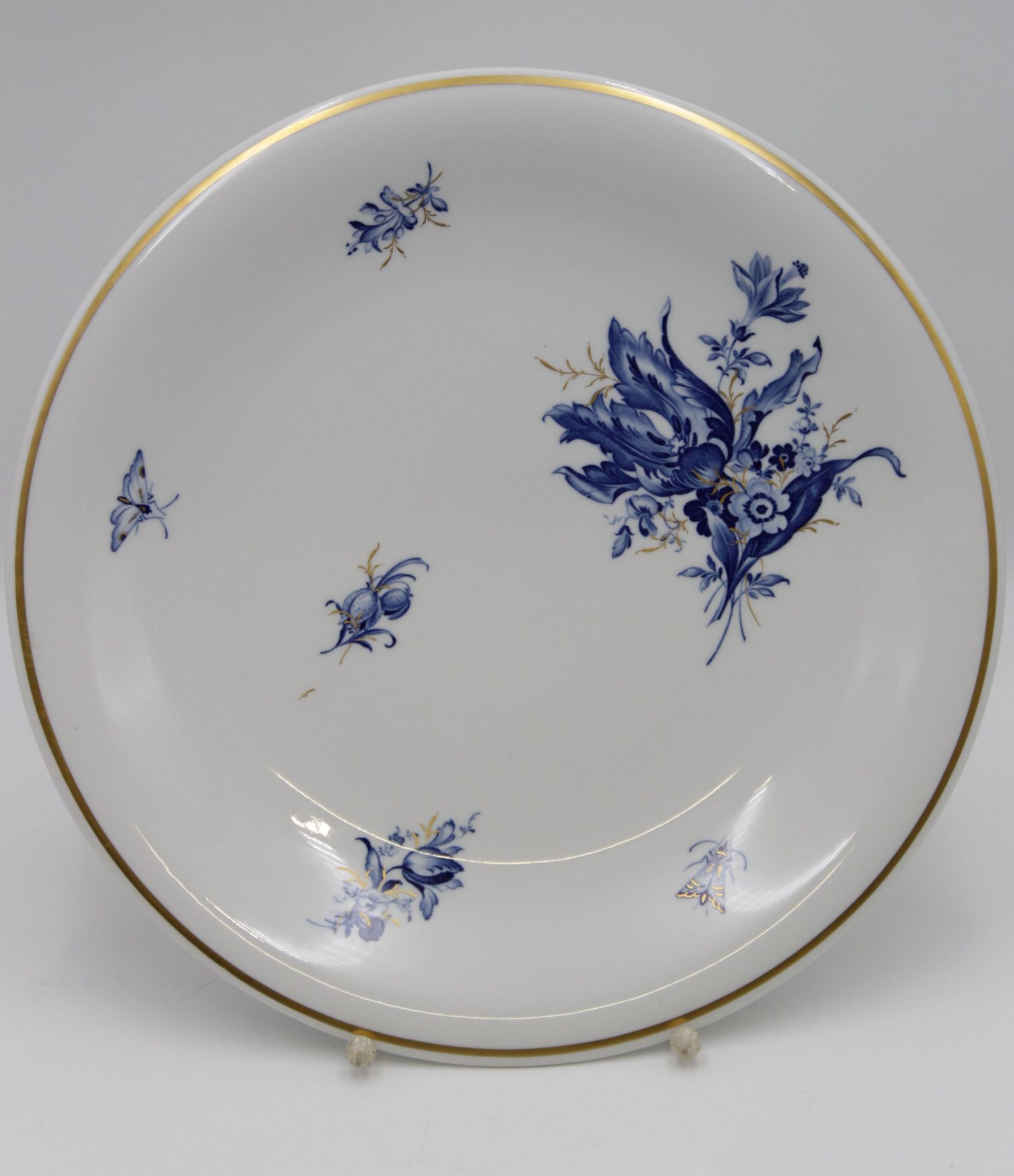 Platte, Meissen, Schwertermarke, blaue Orchidee, 1. Wahl, D-31,5cm.