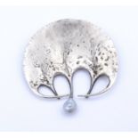925er Silber Brosche mit Perle in Form eines Heißluftballons,19,1g., 56x54mm