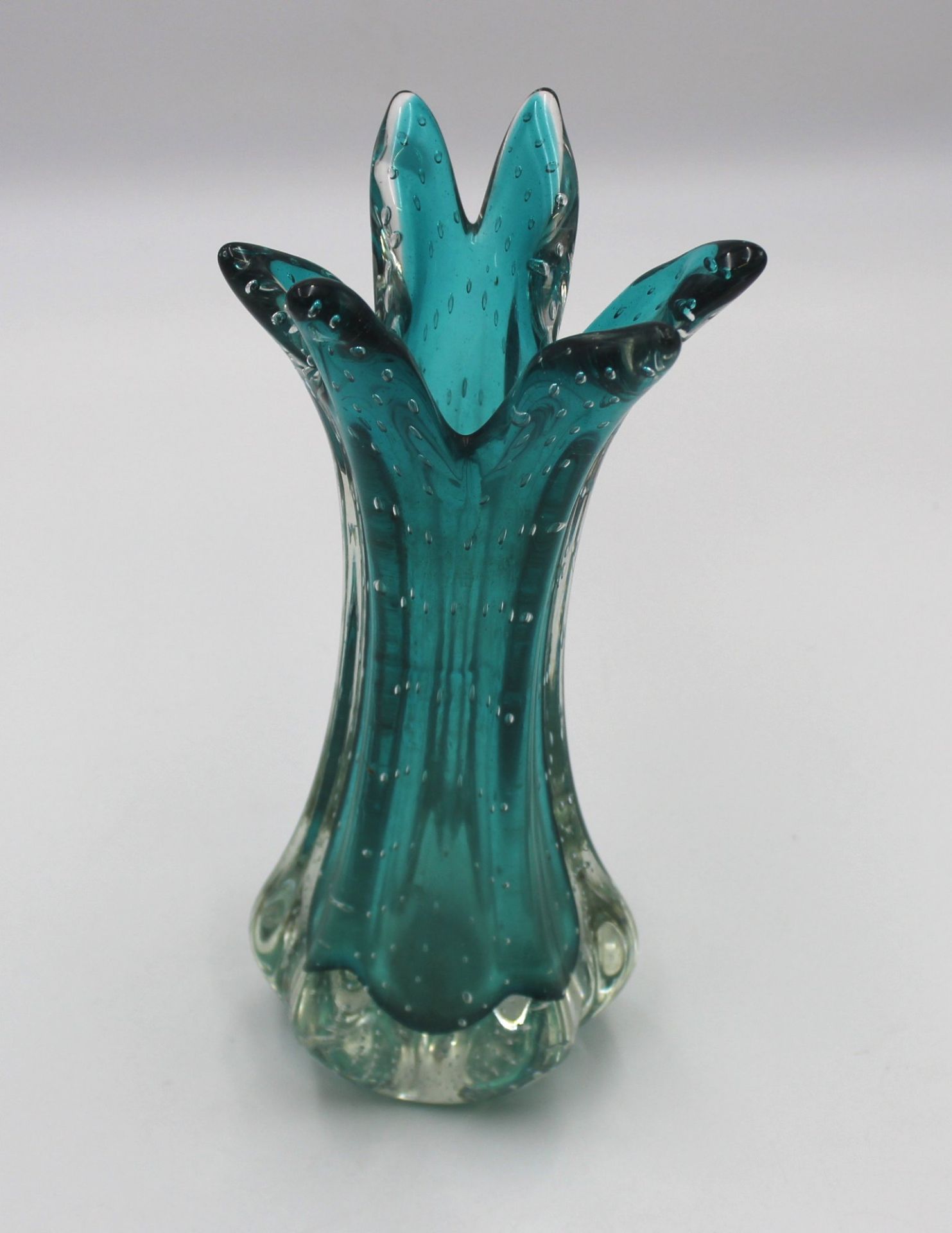 Fingervase, Murano, türkis/klar, H-27cm. - Image 2 of 3