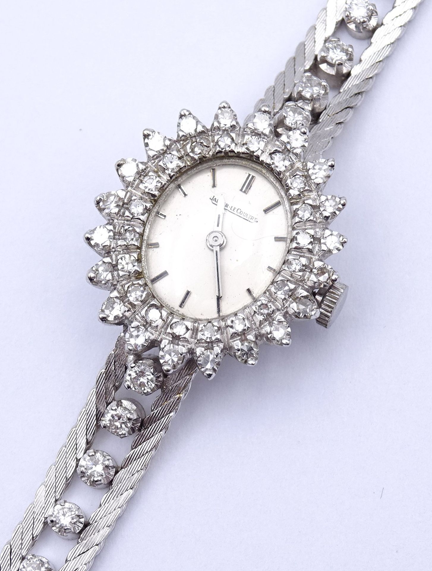 Damen Armbanduhr Jaeger LeCoultre, WG 0.750 mit Diamanten, mechanisch, Werk läuft, Diamanten zus.ca - Bild 8 aus 10