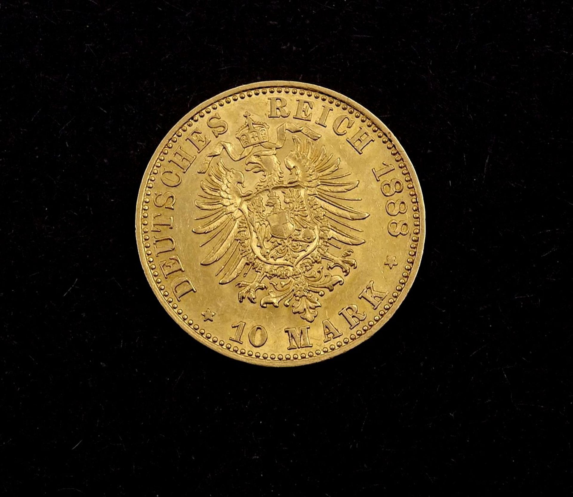 Goldmünze 10 Mark 1888 Fr. Deutscher Kaiser König v. Preussen A, 3,9g., D. 19,4mm - Image 2 of 2
