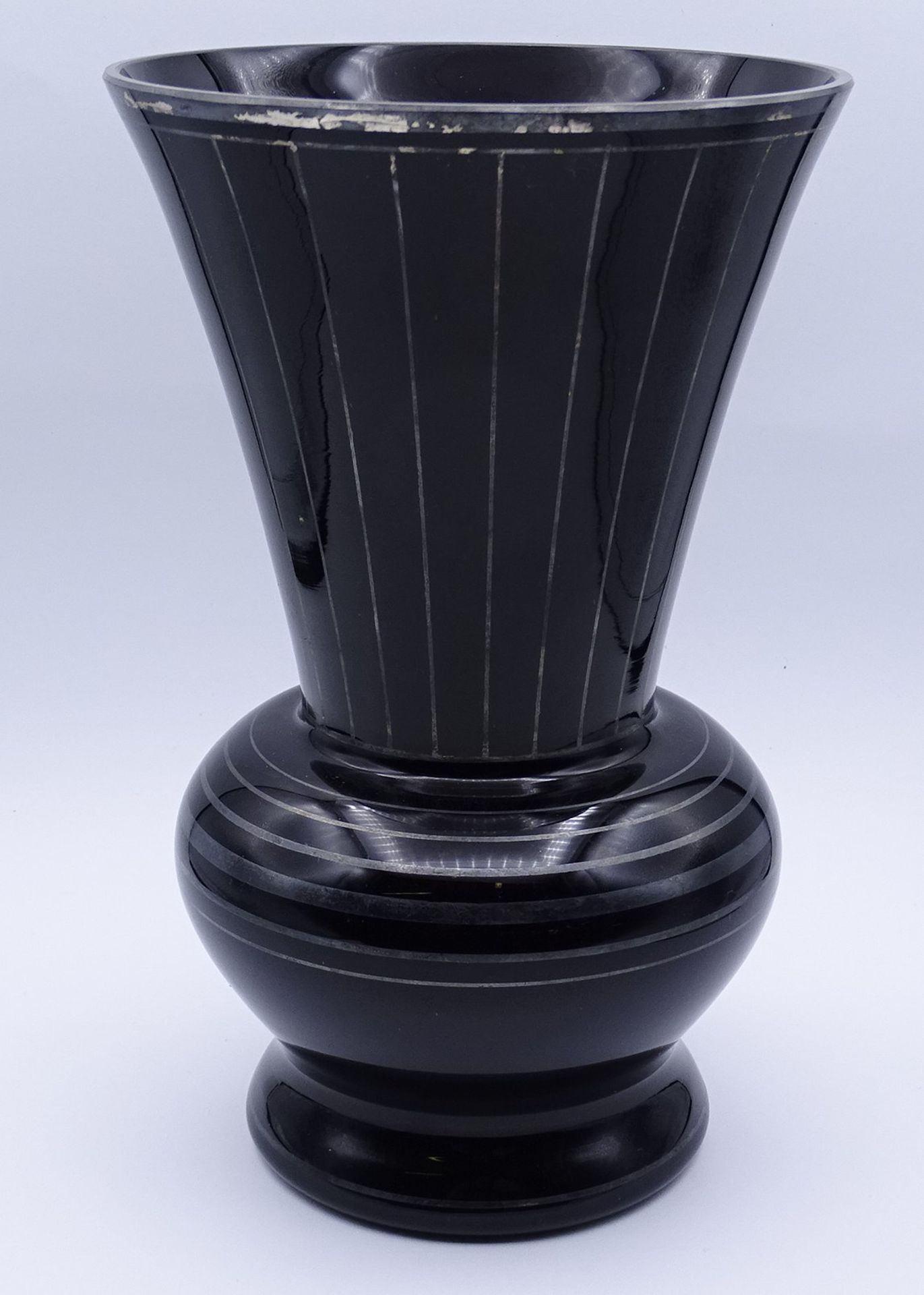 Rhodonit farbige Glas Vase mit Silbermontur, H. 21,0cm - Bild 4 aus 5
