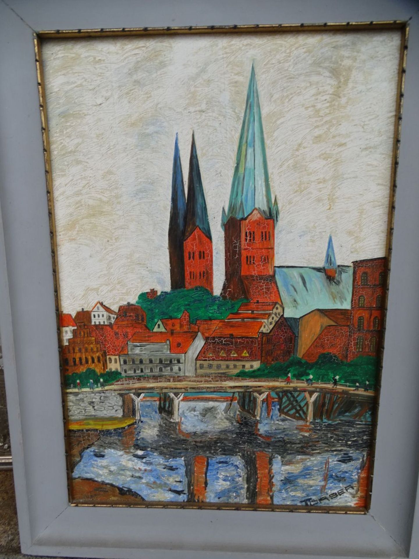 Törser (oder ähnlich) Stadtansicht, Öl/Malfaser, gerahmt, RG 60x44 cm