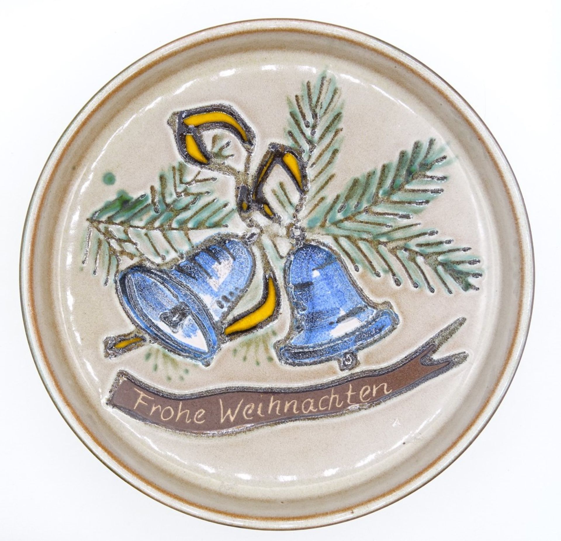 Keramikschale "Frohe Weihnachten", Unterseite "W. Germany" und "340-26", Ø 25,5 cm, H. 9 cm