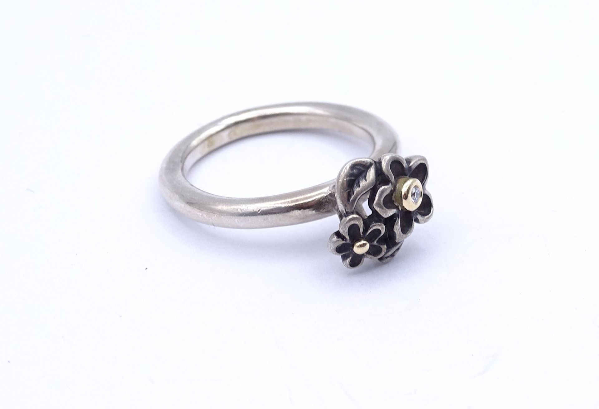 Pandora Ring mit Brillant, Silber + Gold, ALE 925, 5,7g., RG 55 - Bild 2 aus 4