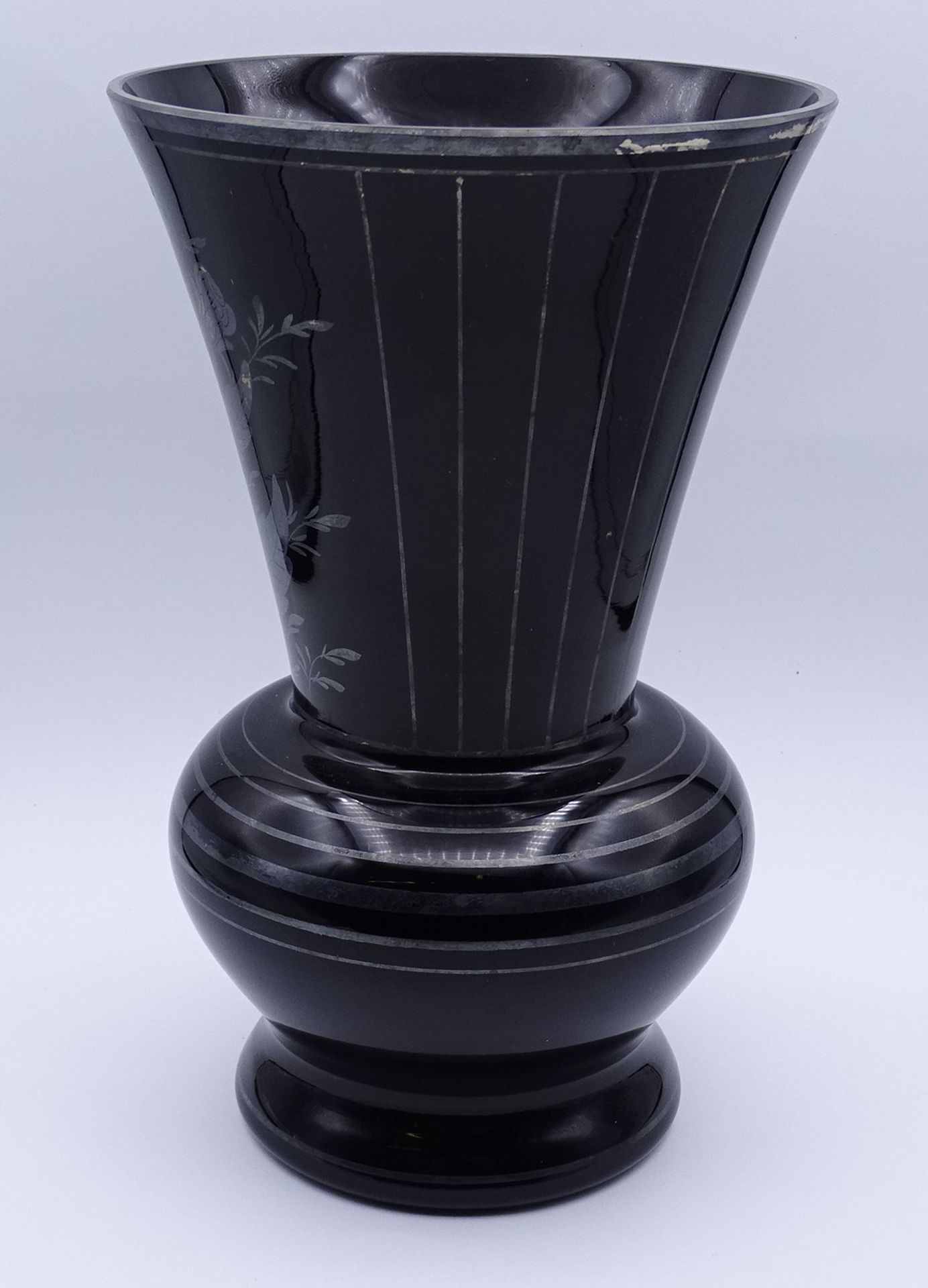 Rhodonit farbige Glas Vase mit Silbermontur, H. 21,0cm - Bild 3 aus 5