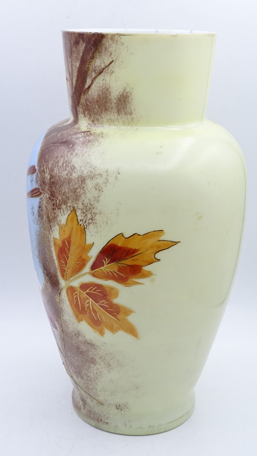 Biedermeier Glas Vase, bemalt, H. 28,0cm - Bild 3 aus 4