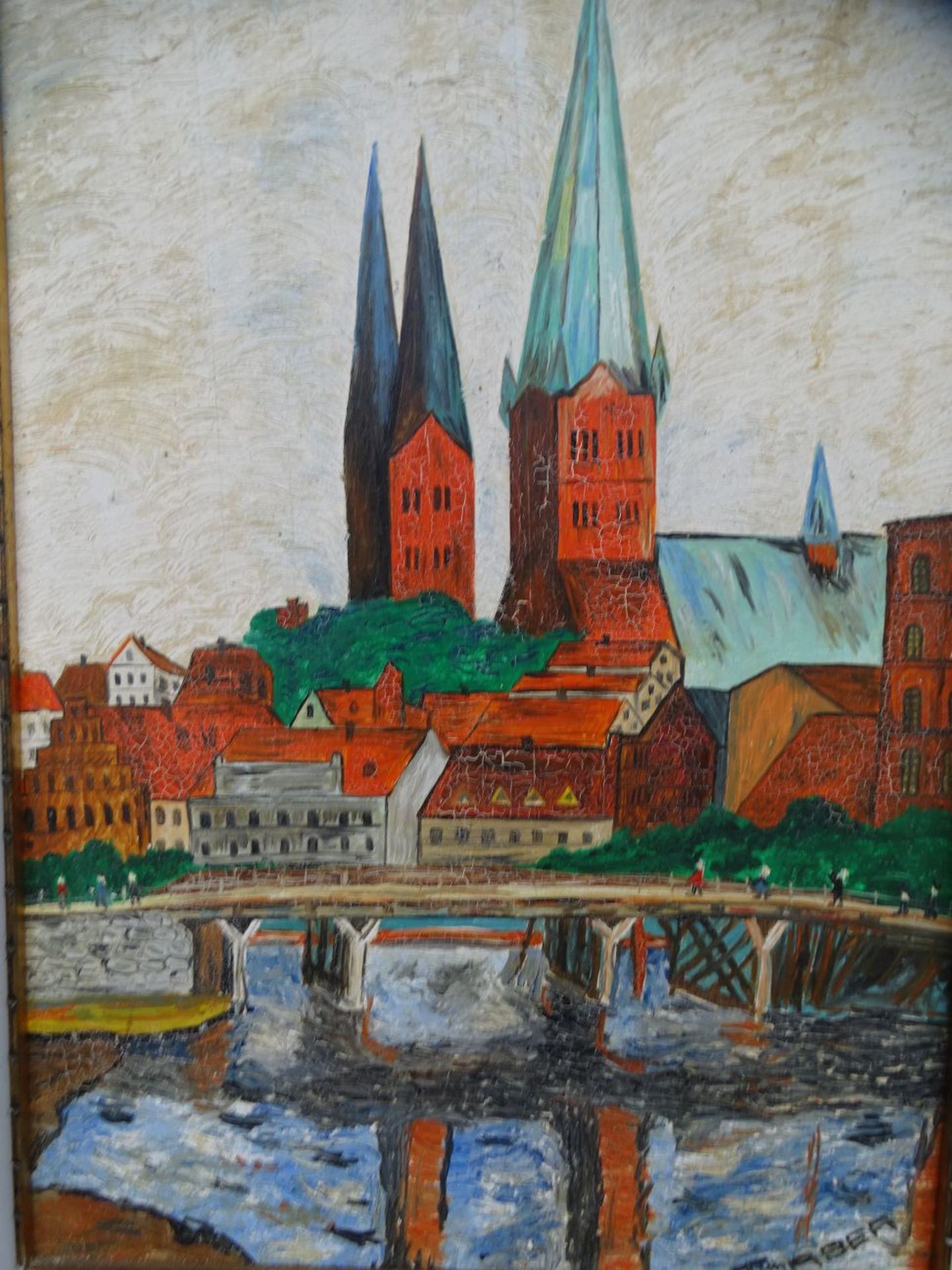 Törser (oder ähnlich) Stadtansicht, Öl/Malfaser, gerahmt, RG 60x44 cm - Bild 2 aus 4