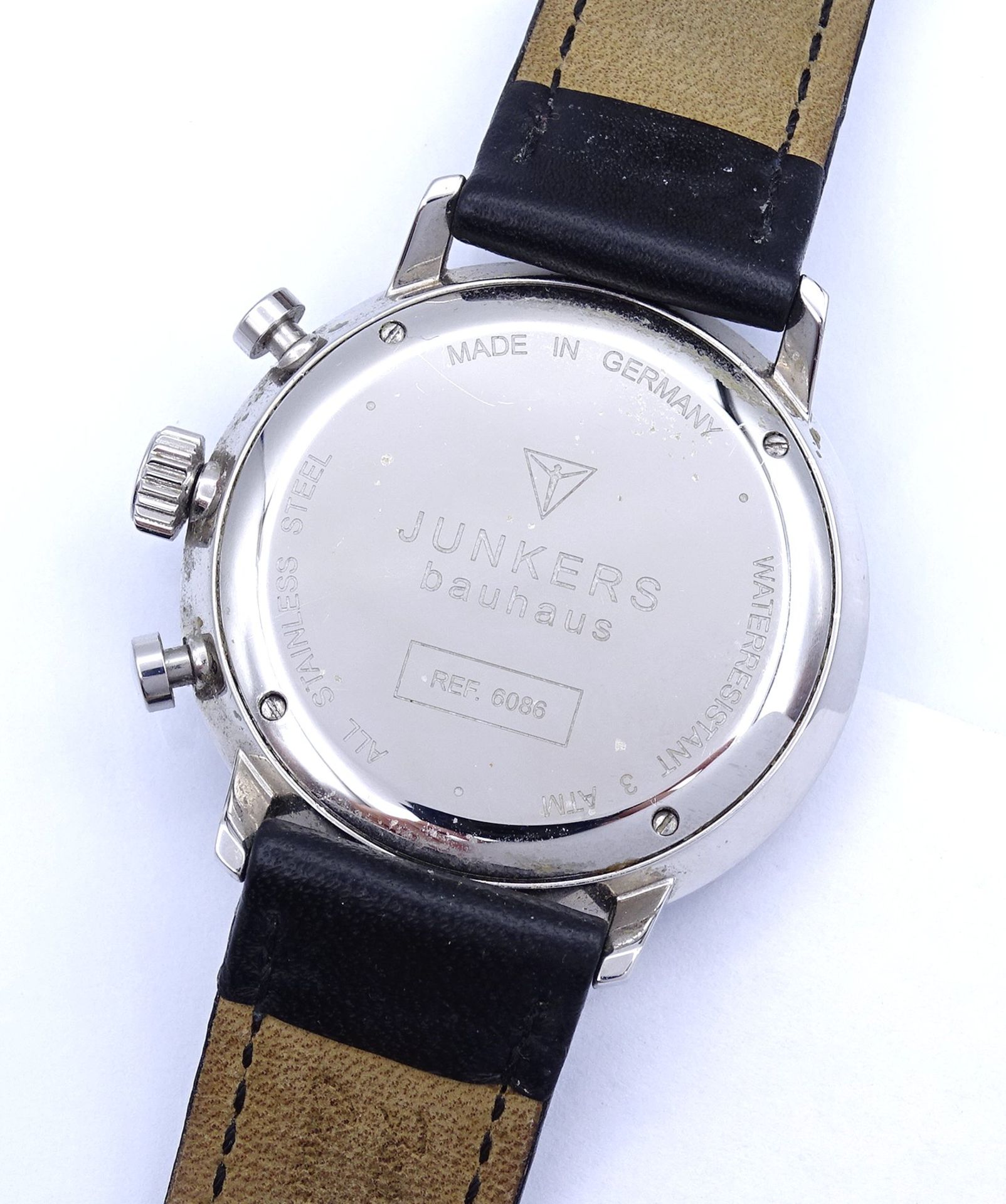 Herren Armbanduhr Junkers Bauhaus, Ref. 6086, D. 40mm, Quartzwerk, Glas mit Tragespuren - Bild 4 aus 6
