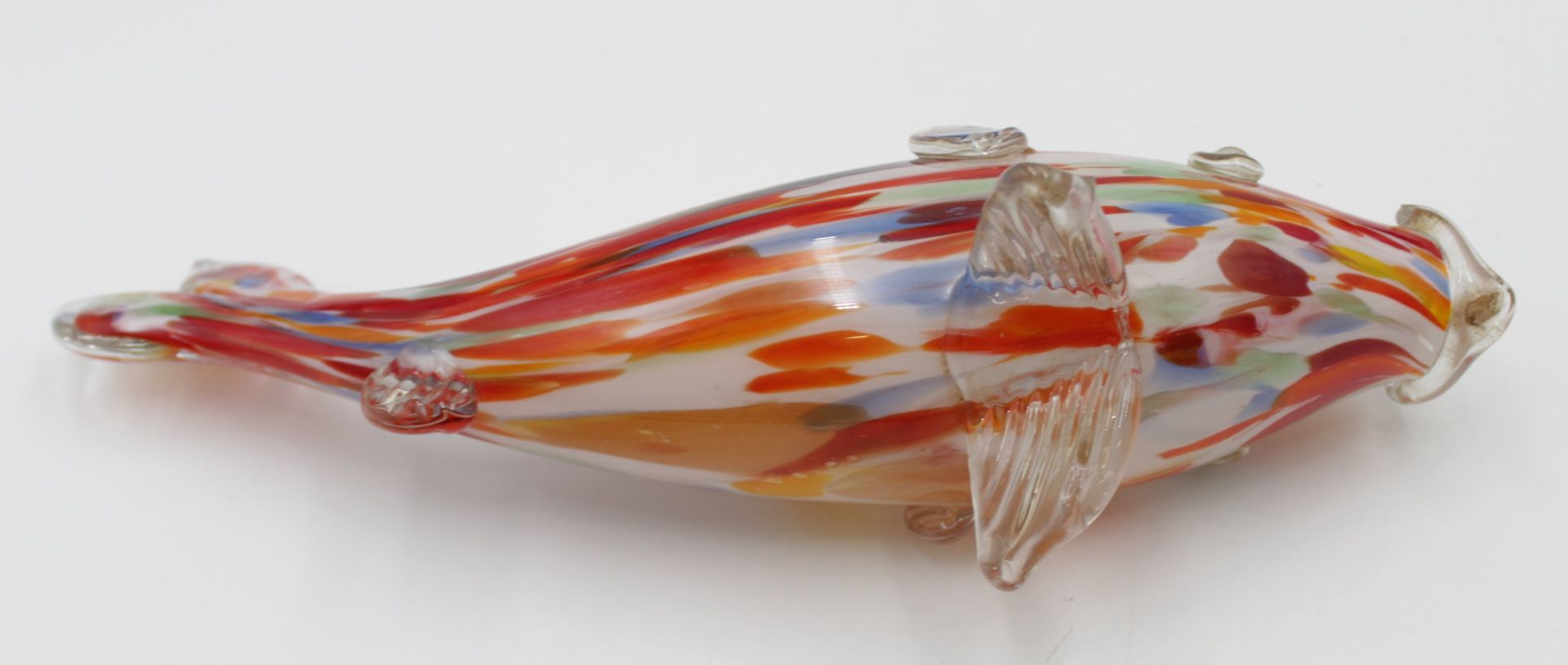 gr. Kunstglas-Fisch, farbige Einschmelzungen, Murano ?, H-15cm L-38cm. - Bild 4 aus 5