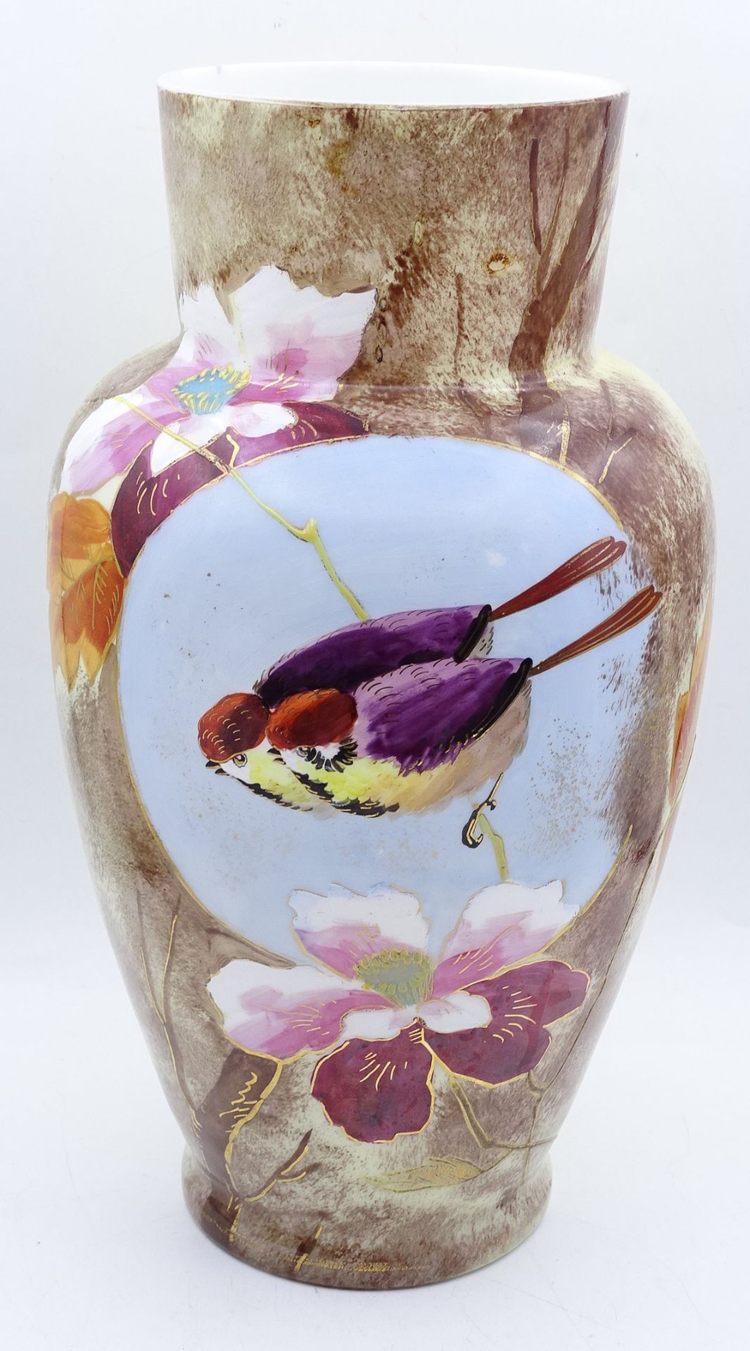 Biedermeier Glas Vase, bemalt, H. 28,0cm - Bild 2 aus 4