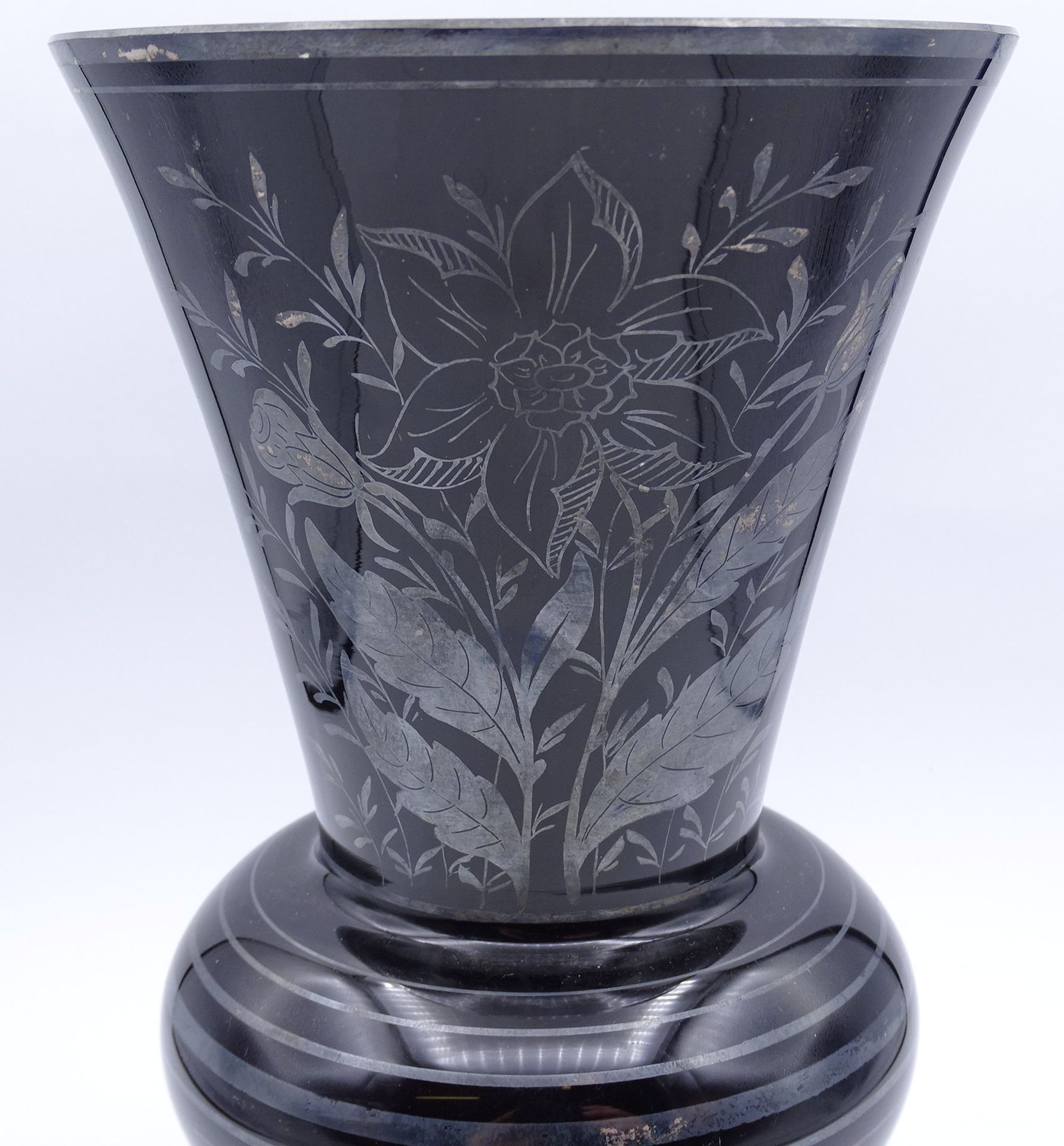 Rhodonit farbige Glas Vase mit Silbermontur, H. 21,0cm - Bild 2 aus 5