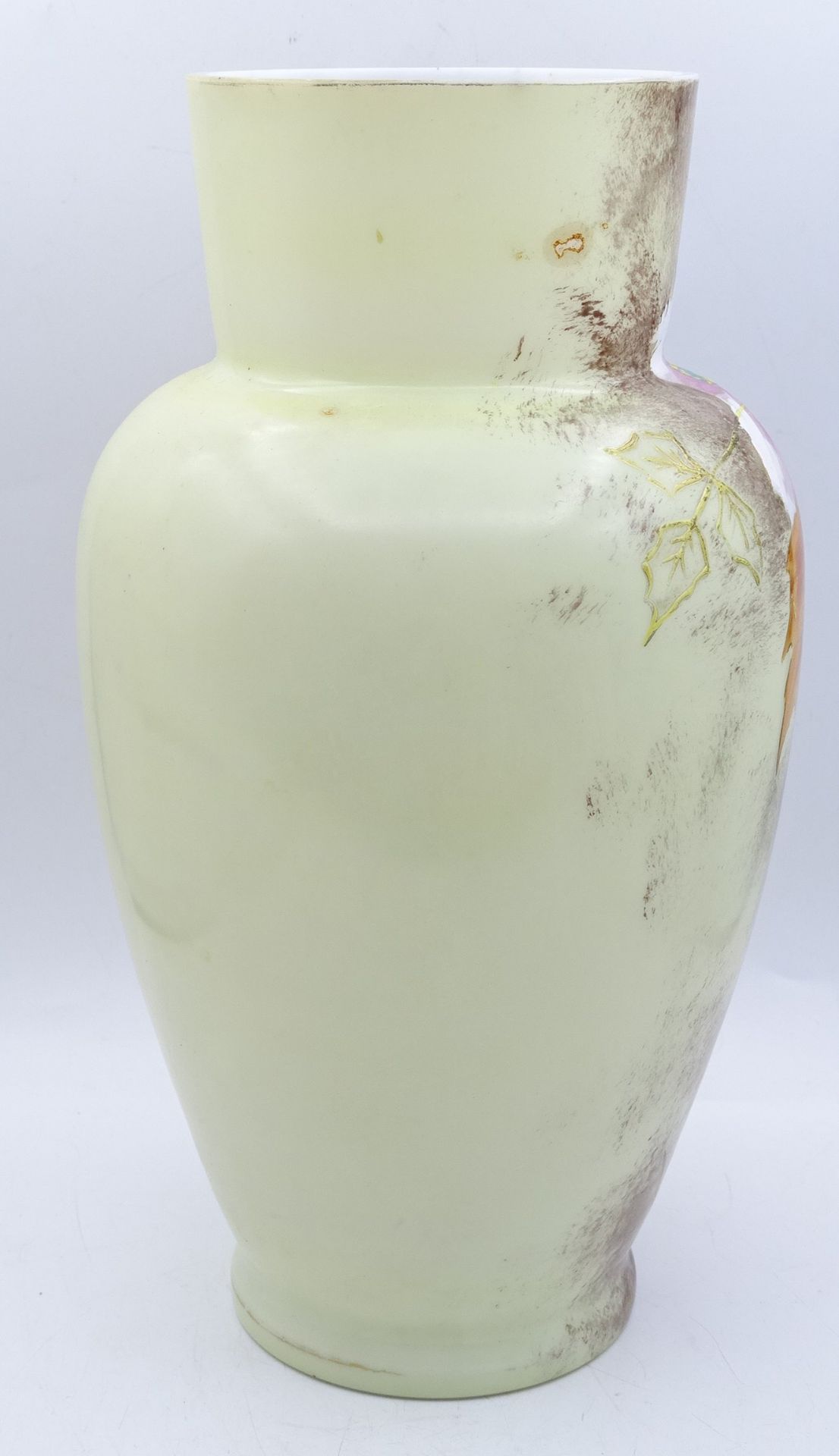 Biedermeier Glas Vase, bemalt, H. 28,0cm - Bild 4 aus 4