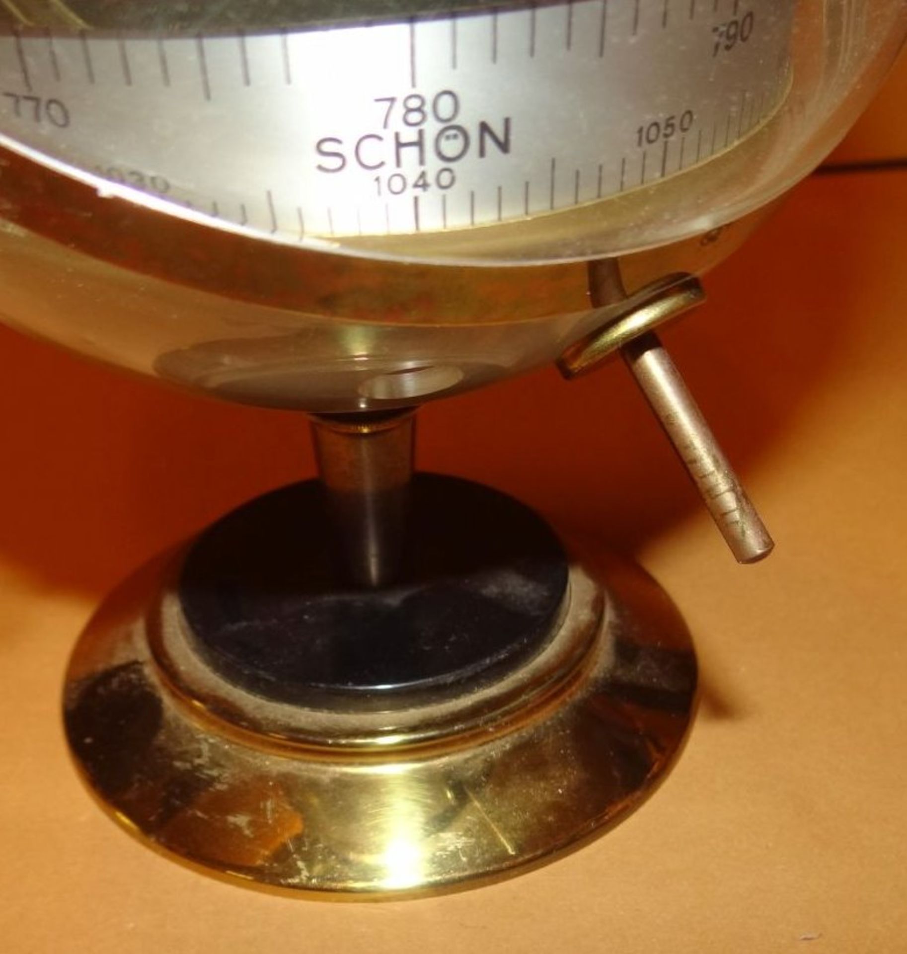 Wetterstation in Sputnik-Form, Messing mit Acryl, dieser mit Riss, H-20 cm - Bild 6 aus 6