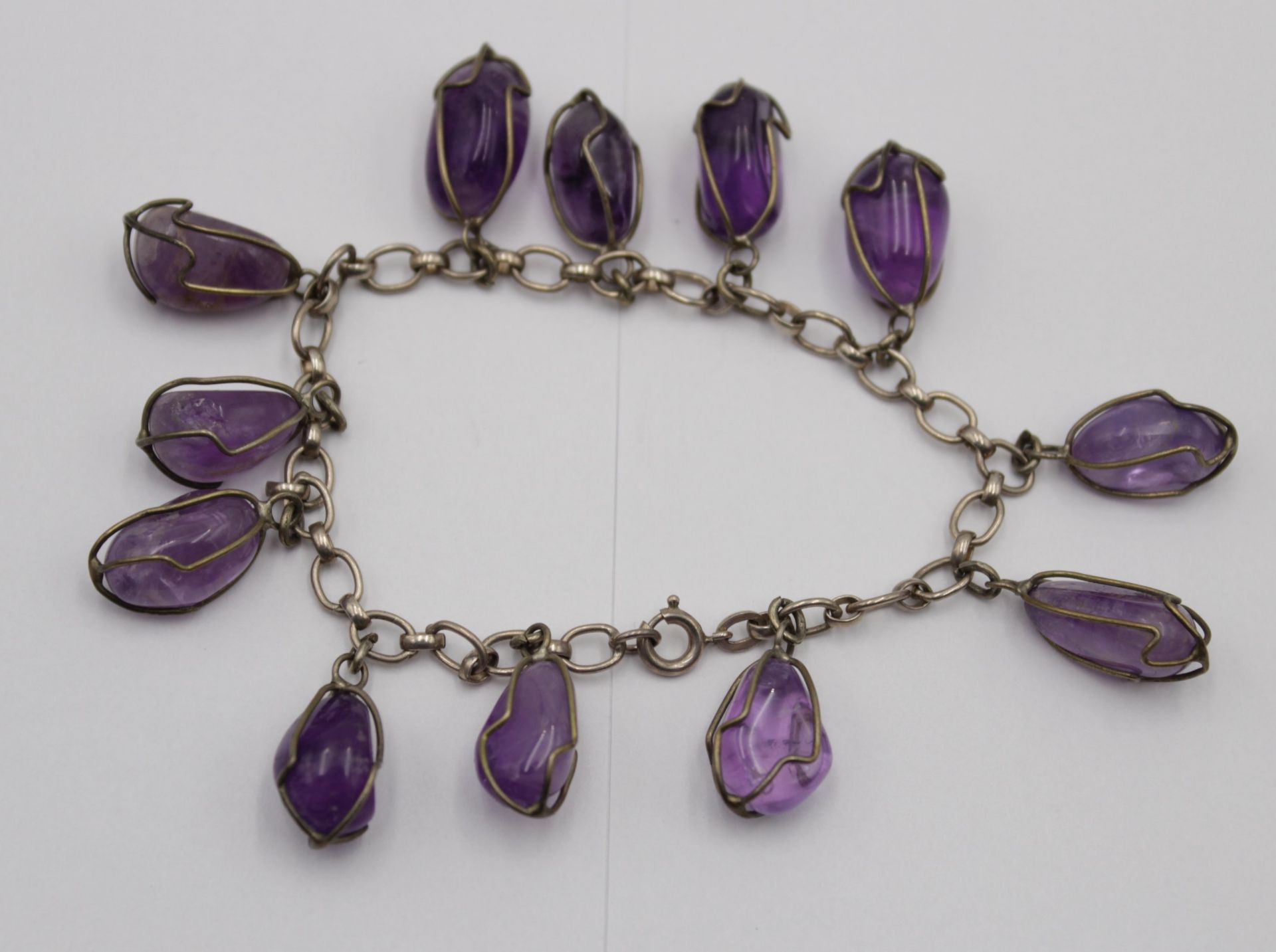 Set, Kette und Armband, Silber, Amethyste, Kette ca. 76cm Armband L-16cm. - Image 2 of 5