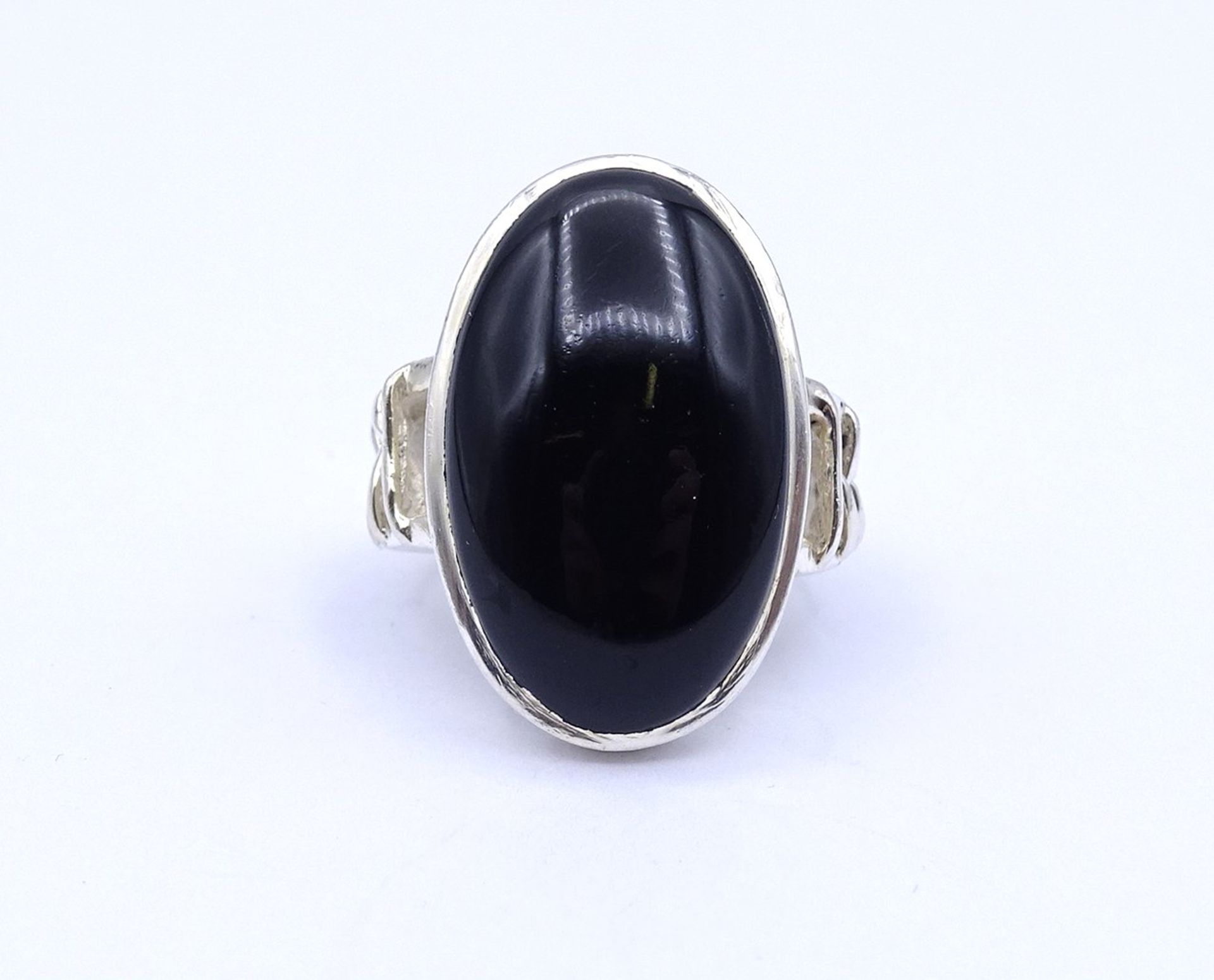 Silber Ring 0.925 mit Onyx Cabochon, 9,4g., RG 53/54