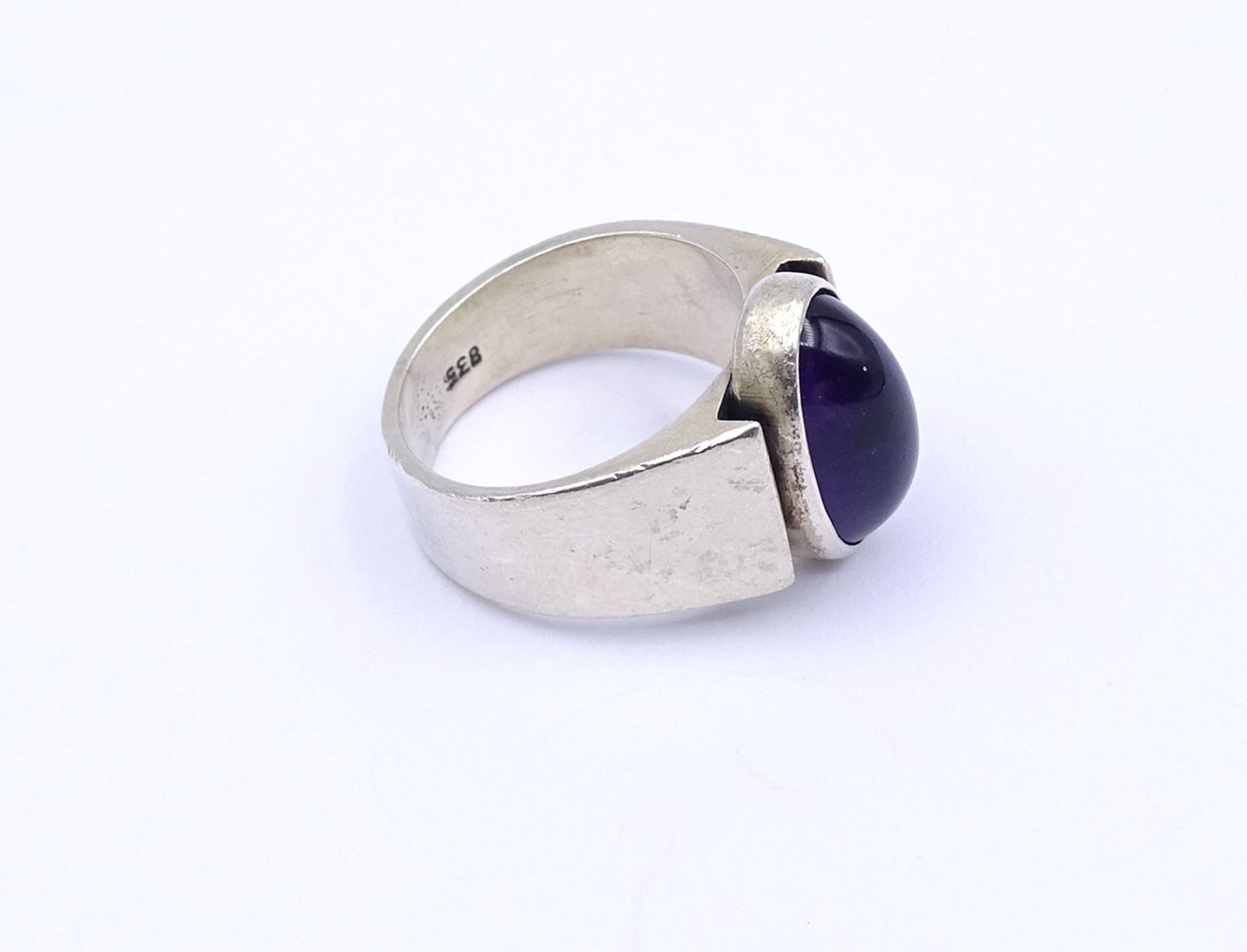 835er Silber Ring mit Amethyst Cabochon, 8,4g., RG 51/52 - Bild 3 aus 4