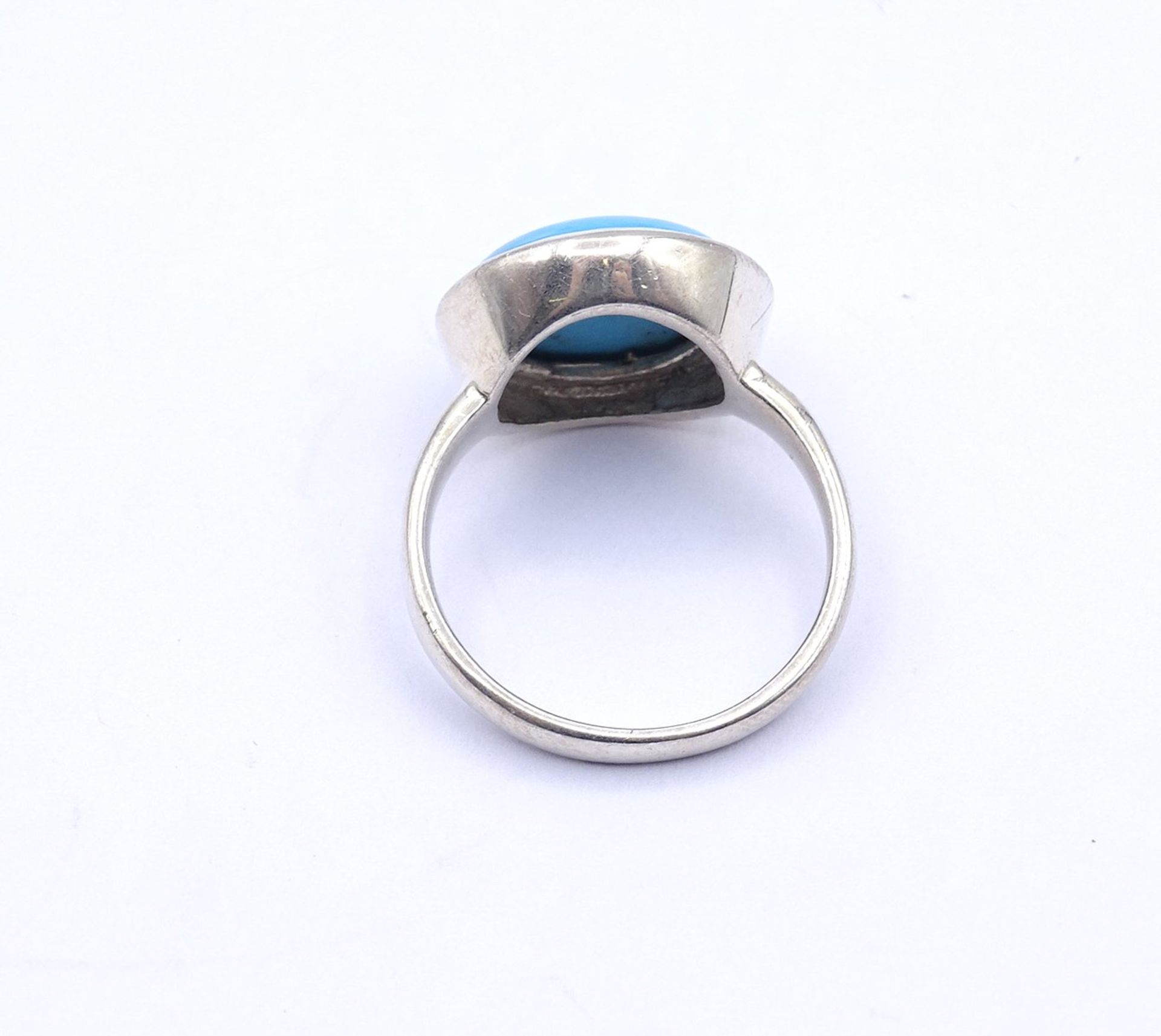 925er Silber Ring mit einem türkisfarbenen Stein, 7,30g., RG 62,5 - Bild 4 aus 4