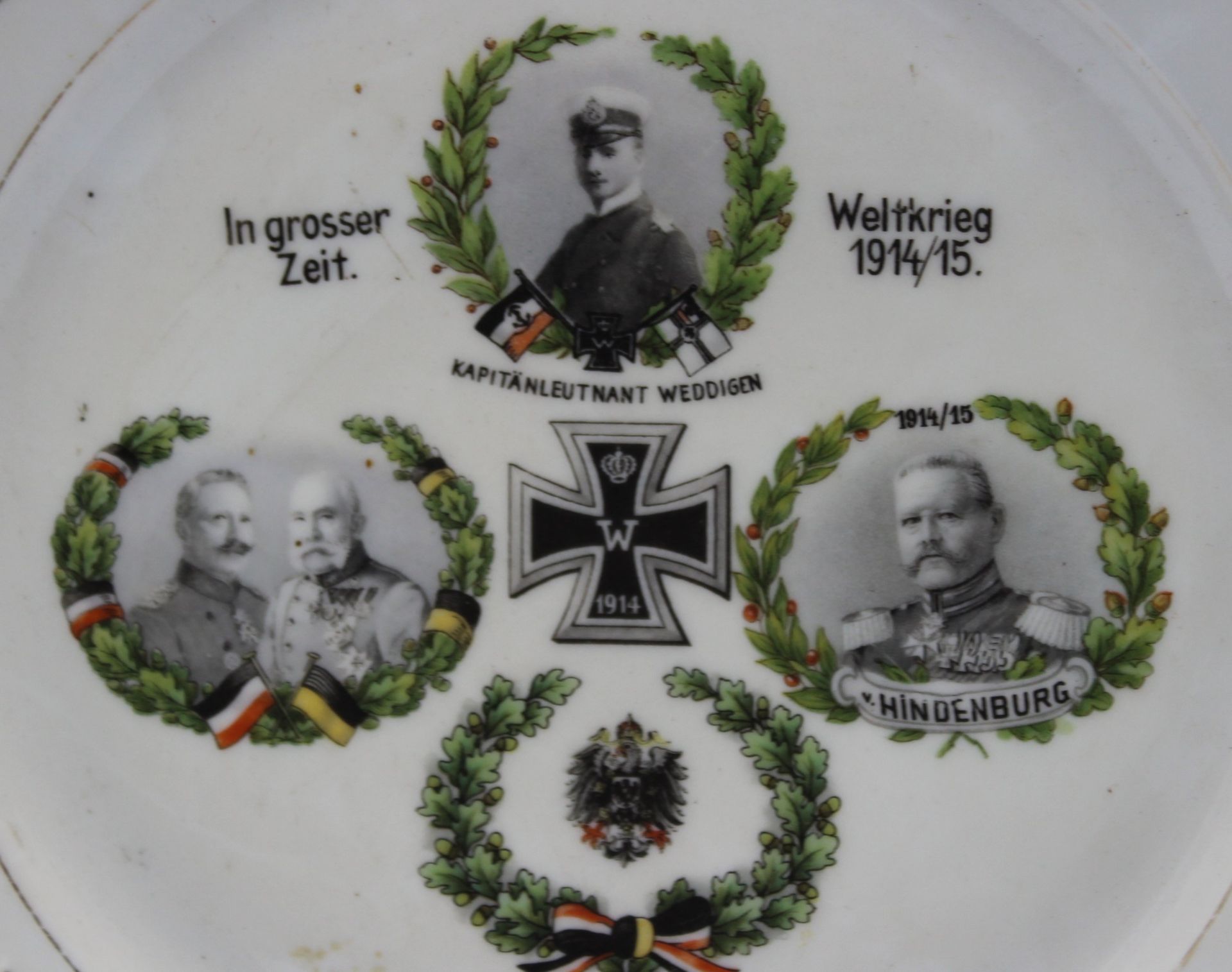 patriotischer Teller, In Großer Zeit, 1. WK, D-26cm. - Image 2 of 3