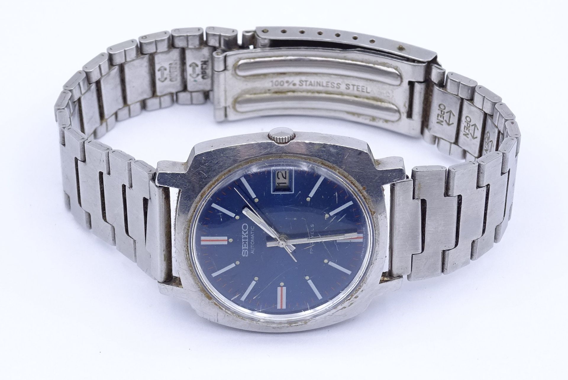 Armbanduhr Seiko, automatic, Werk läuft, D. 34mm, Tragespuren - Bild 2 aus 4