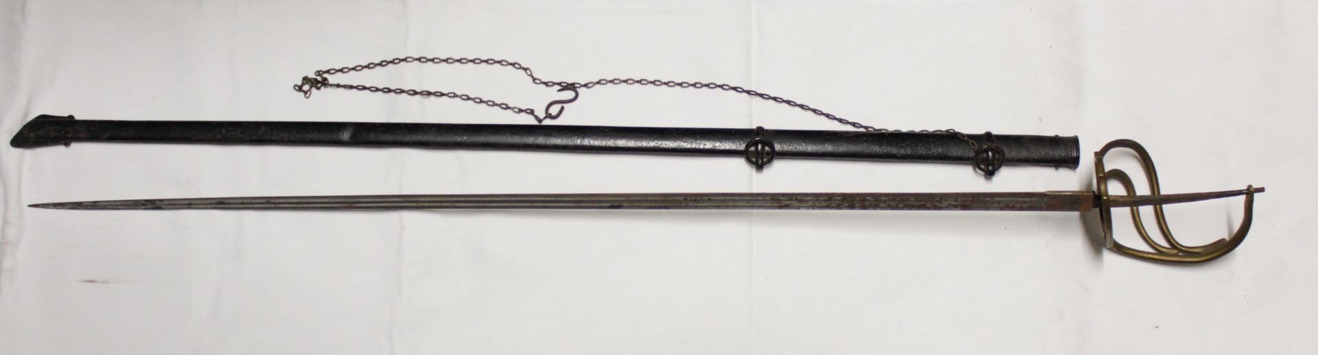 alter Degen, wohl Preussen, Kürssier ?, Alterspuren, div. Fehlteile, ca. L-107cm. - Bild 4 aus 7