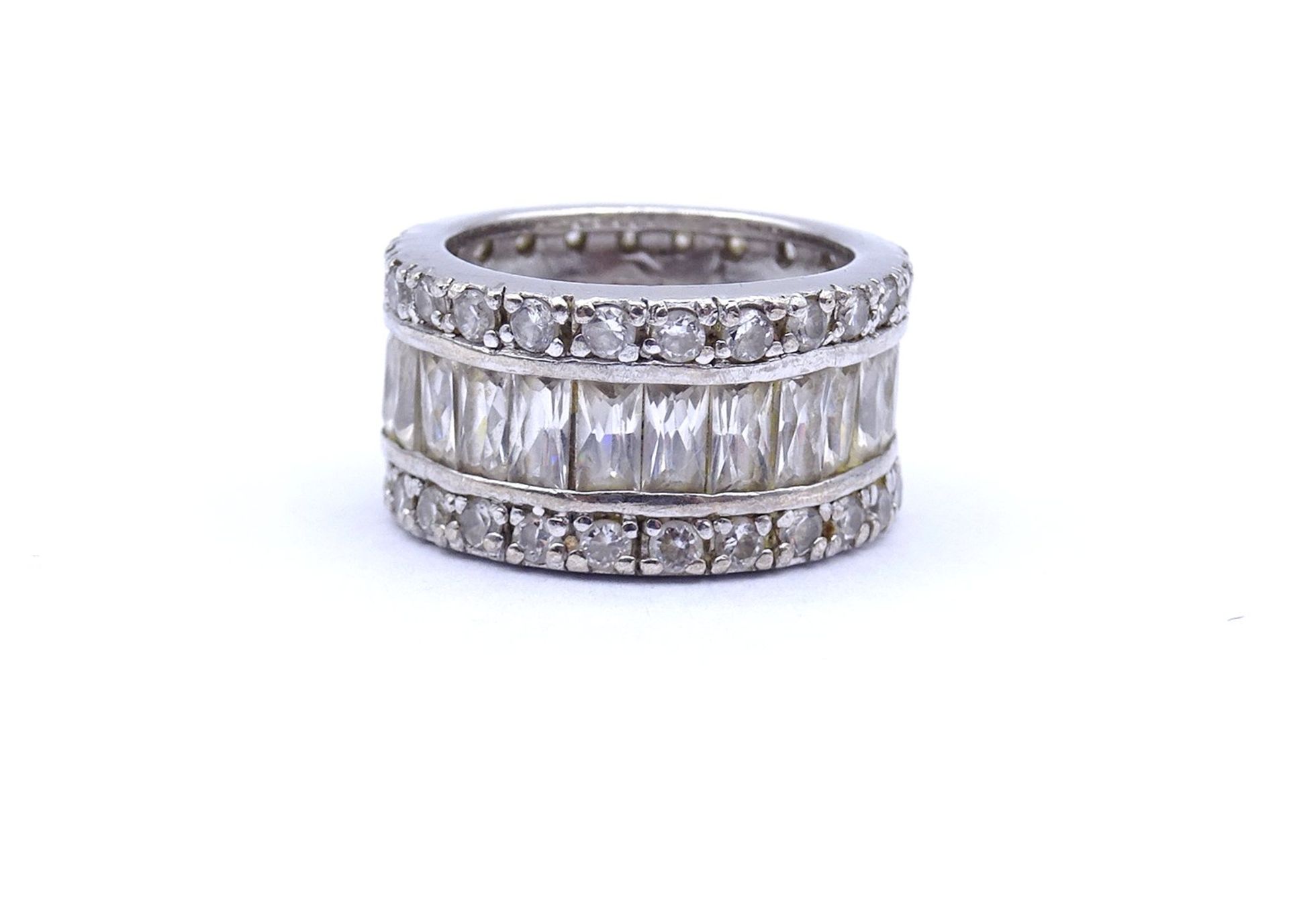 925er Silber Ring mit klaren Steinen, 9,6g., RG 52