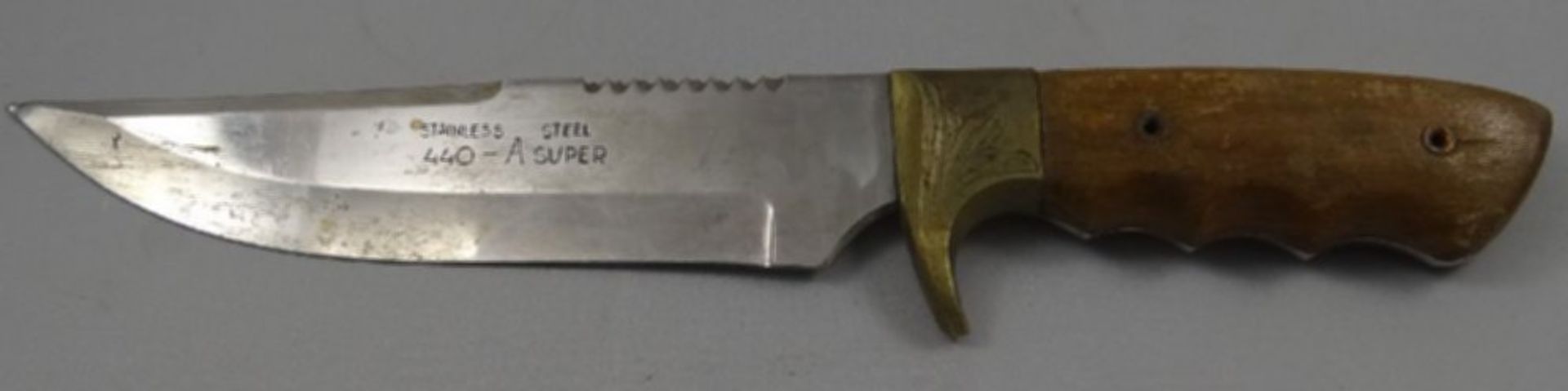 altes Jagdmesser "Aitor" Spain, Lederscheide, Holzgriff, Gebrauchsspuren, L-31,5 cm - Bild 4 aus 6