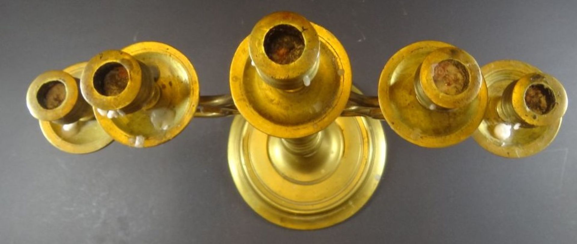 gr. schwerer Bronze-Leuchter, fünflammig, H-45 cm, B-39 cm, 5 kg - Bild 3 aus 5