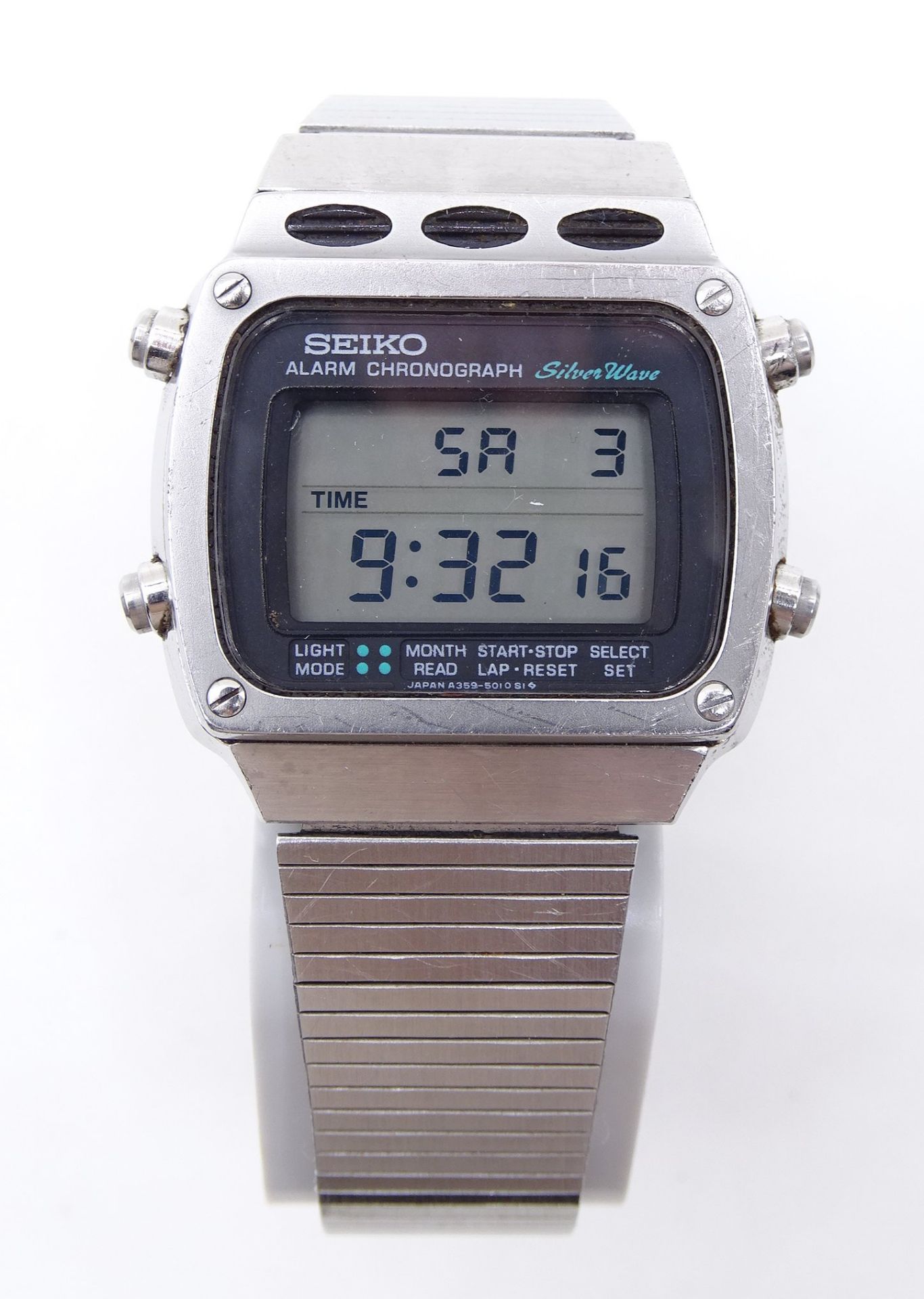 HAU Seiko Chronograph "Silver Wave", digital, Edelstahl, Box, Gehäuse: 3,5 x 4 cm, Werk läuft, mit - Image 3 of 7