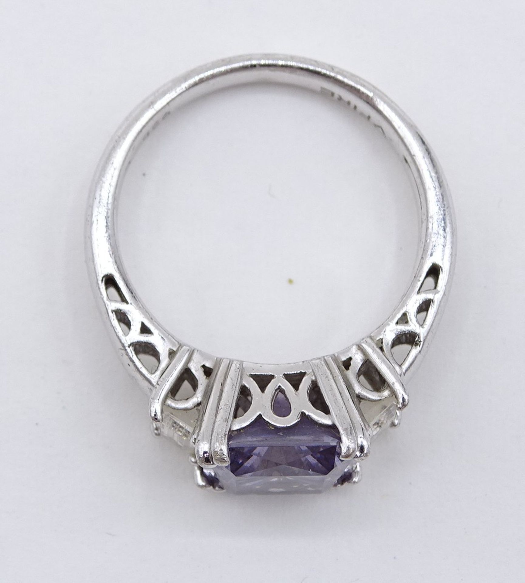 Ring und Ohrhänger, 925er-Silber mit violetten Steinen in unterschiedlichen Schattierungen, RG 56/5 - Bild 4 aus 6