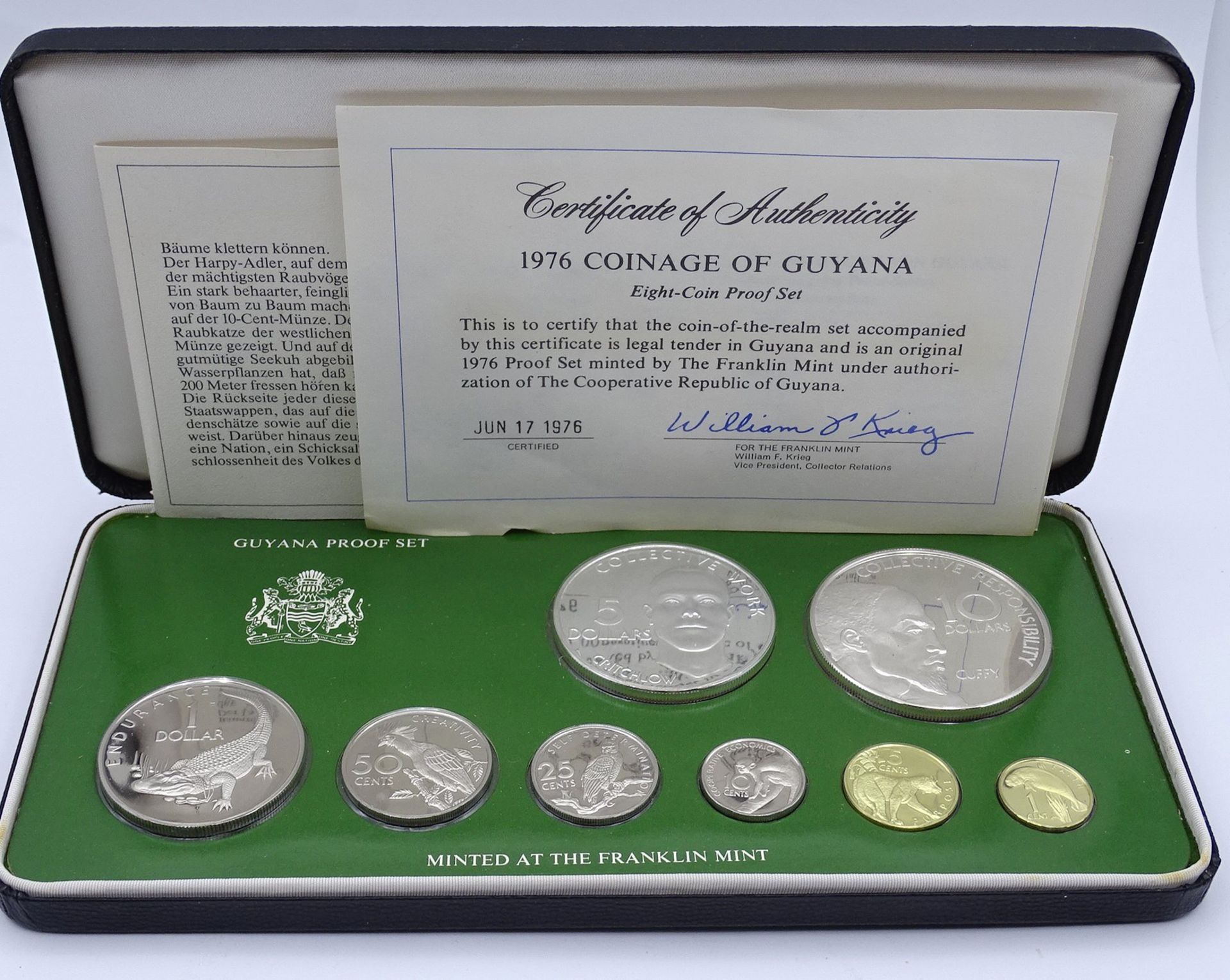 Guyana Proof Set, 1976, in Schachtel