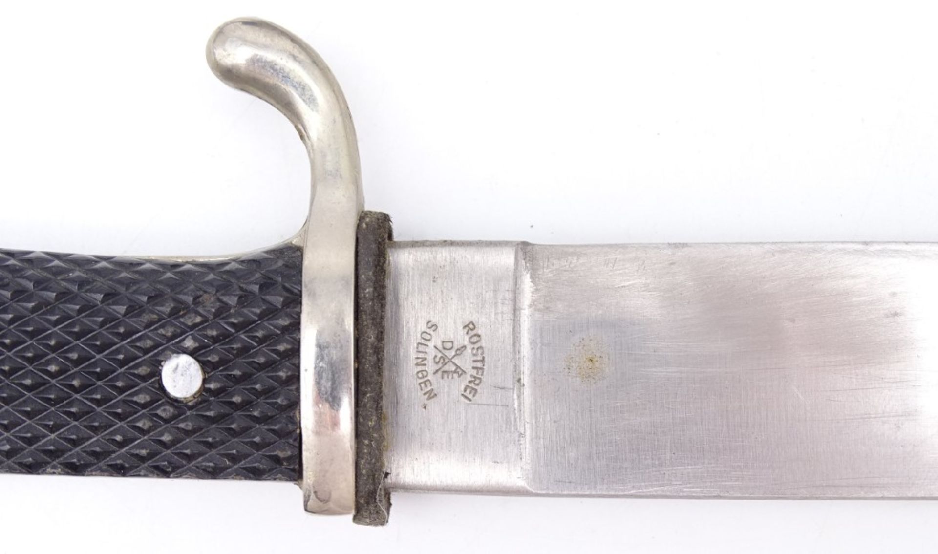 Pfadfindermesser DES Solingen, Griff mit Lilienemblem in Raute, Metallscheide, L. Klinge: 24,5 cm - Bild 4 aus 5