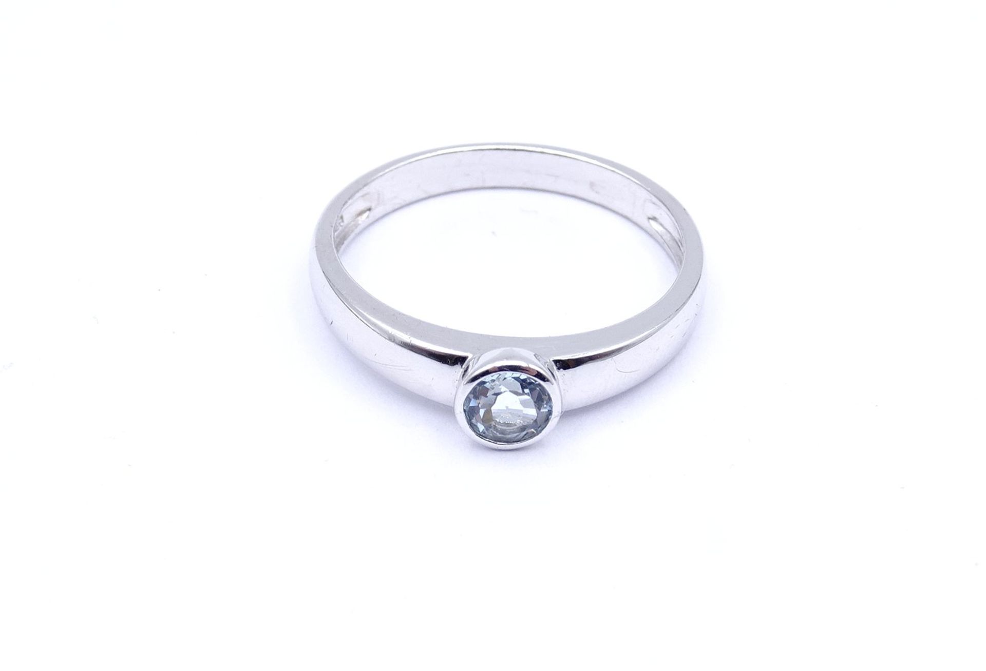 Silber Ring mit einem rund facc. blauen Stein, Sterling Silber 0.925, 3,2g., RG 65/66 - Image 2 of 3