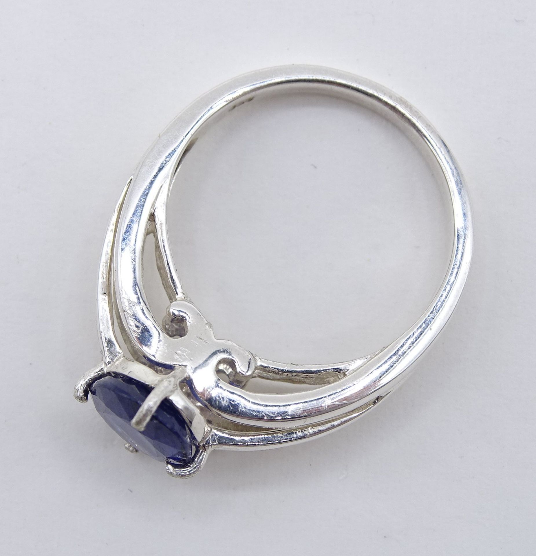 Silberring, 925/000, besetzt mit blauem fac. Stein, RG 54, 3,9 gr. - Bild 5 aus 6