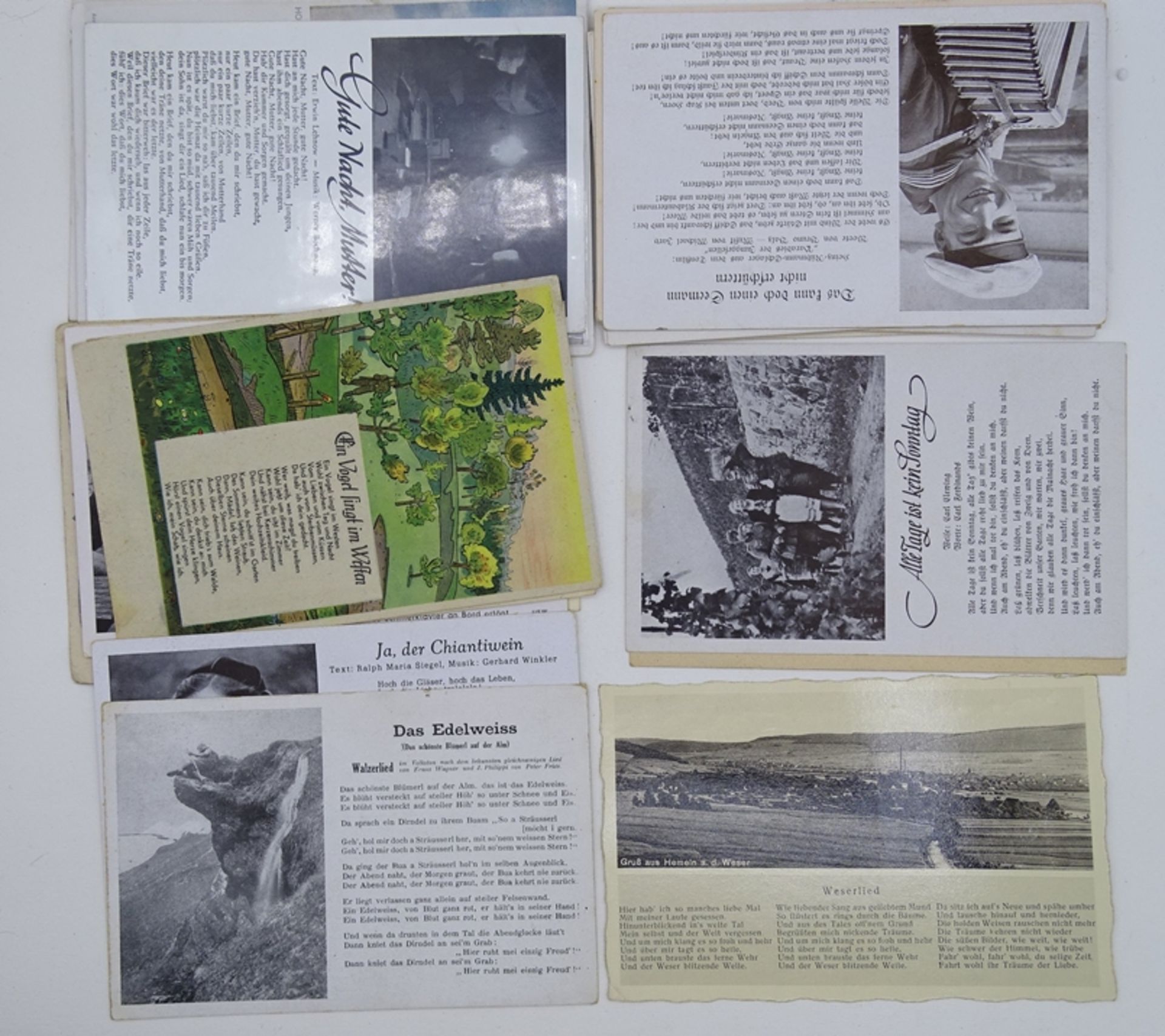 Konvolut Feldpostkarten mit Liedertext, überwiegend gelaufen, 2. WK, ca. 55 St. - Bild 4 aus 6