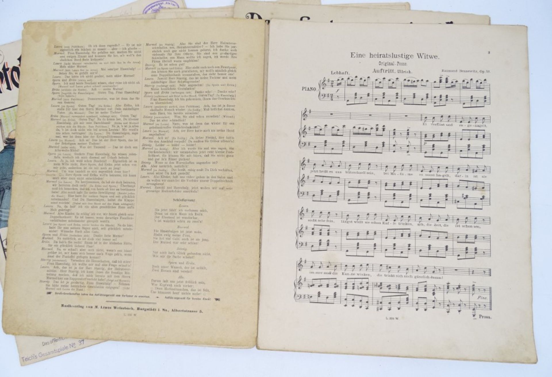 5 alte Notenbücher für humoristische Ensembles, ca. 1900, mit Altersspuren - Bild 2 aus 6