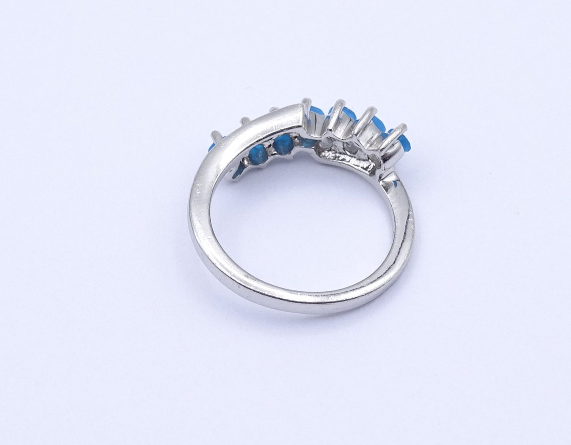 Silber Ring mit rund facc. blauen Steinen, 0.925, 2,5g., RG 50 - Bild 3 aus 3
